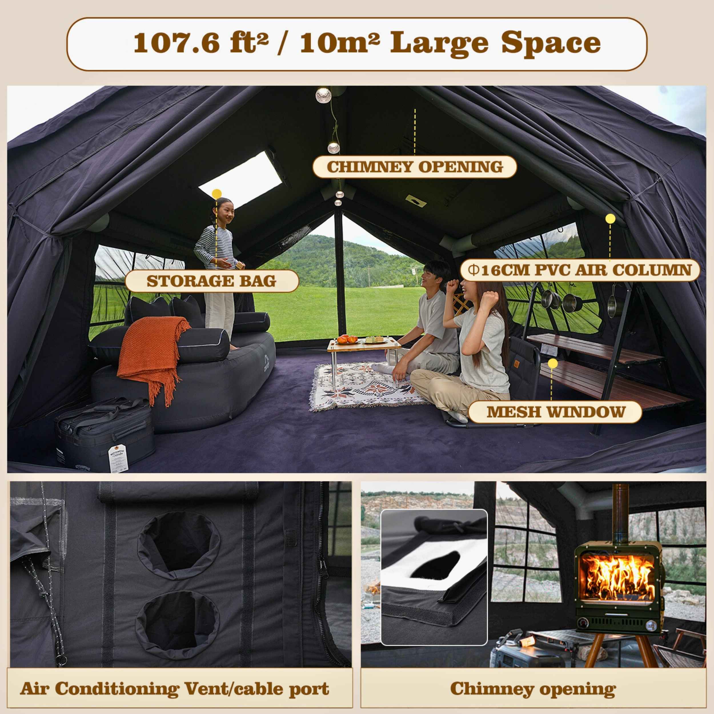 Coody 10.0 Black Inflatable Tent for Camping (2-4 person) – RBM