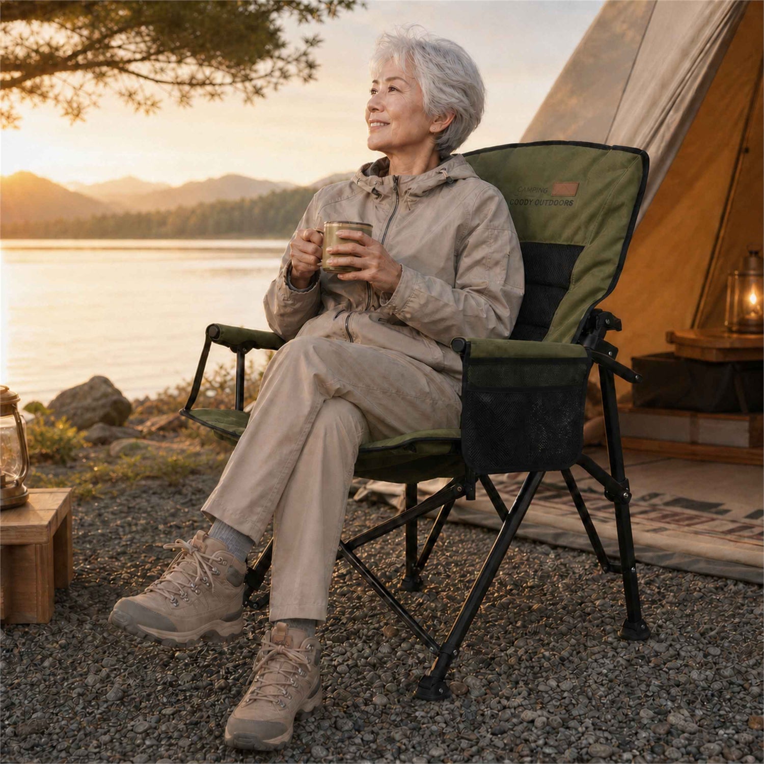 Coody Ouke Padded Camping Chair – Green