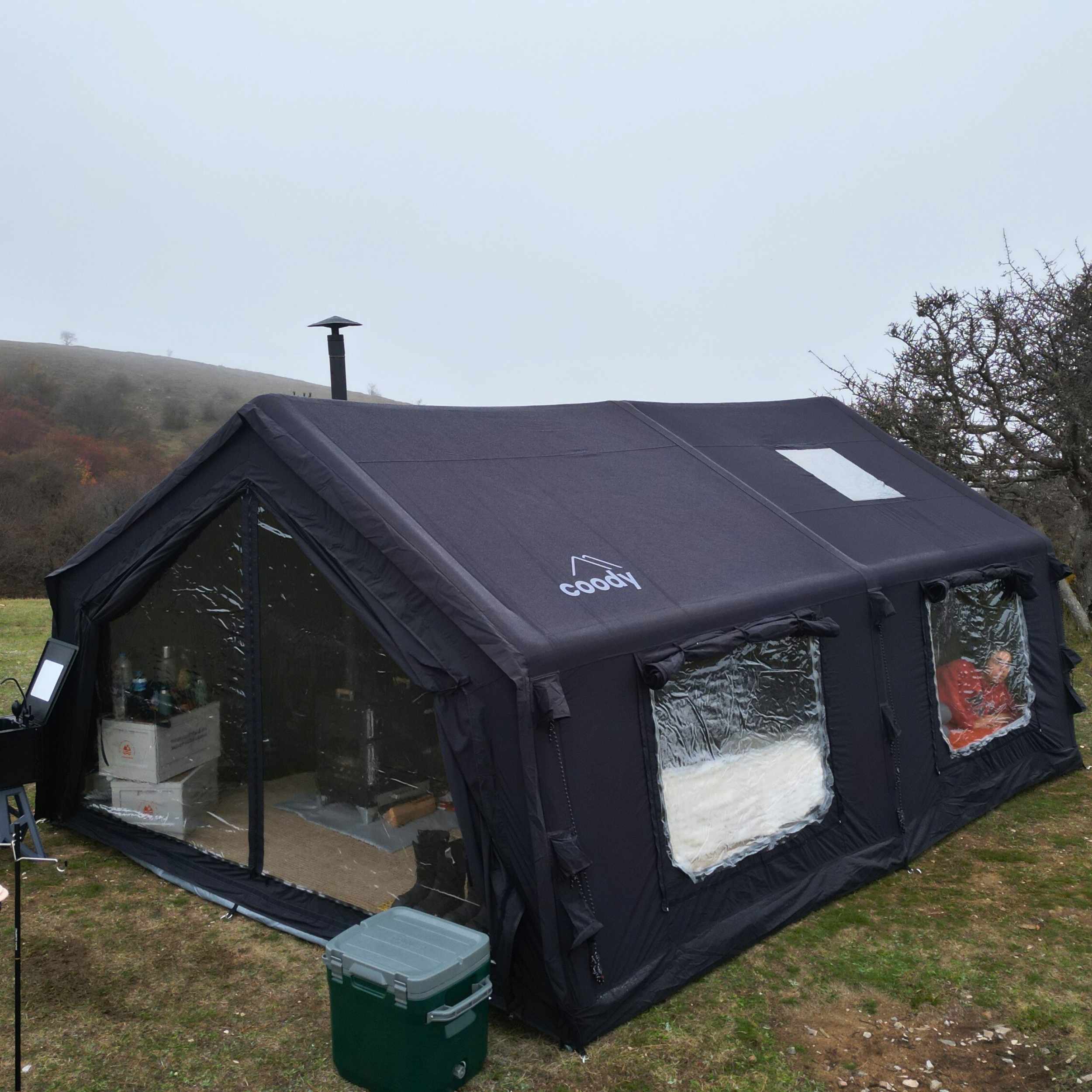 Coody RBM Koala 7 Black | 10 Person Inflatable Tent with Stove