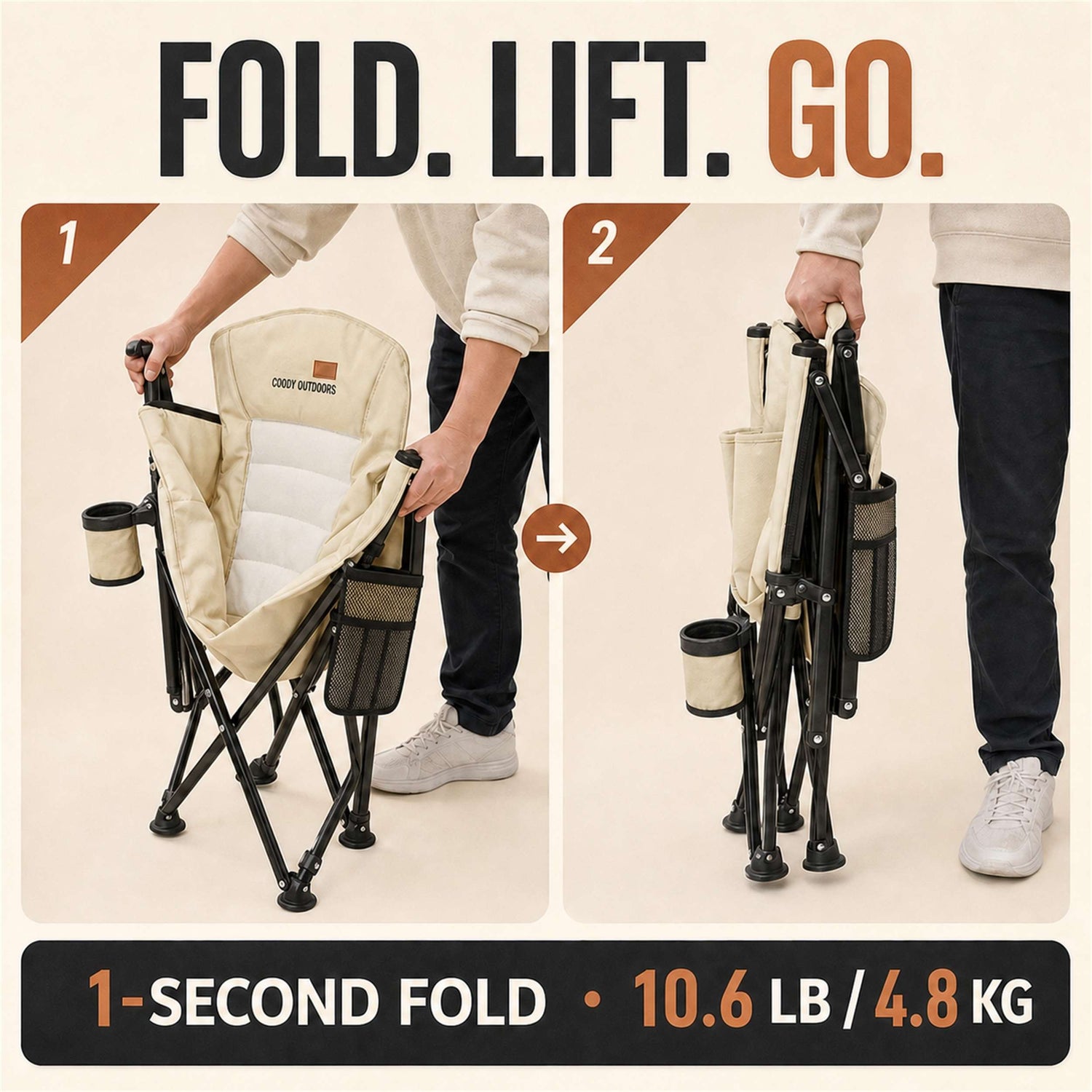 Coody Ouke Padded Camping Chair – Beige