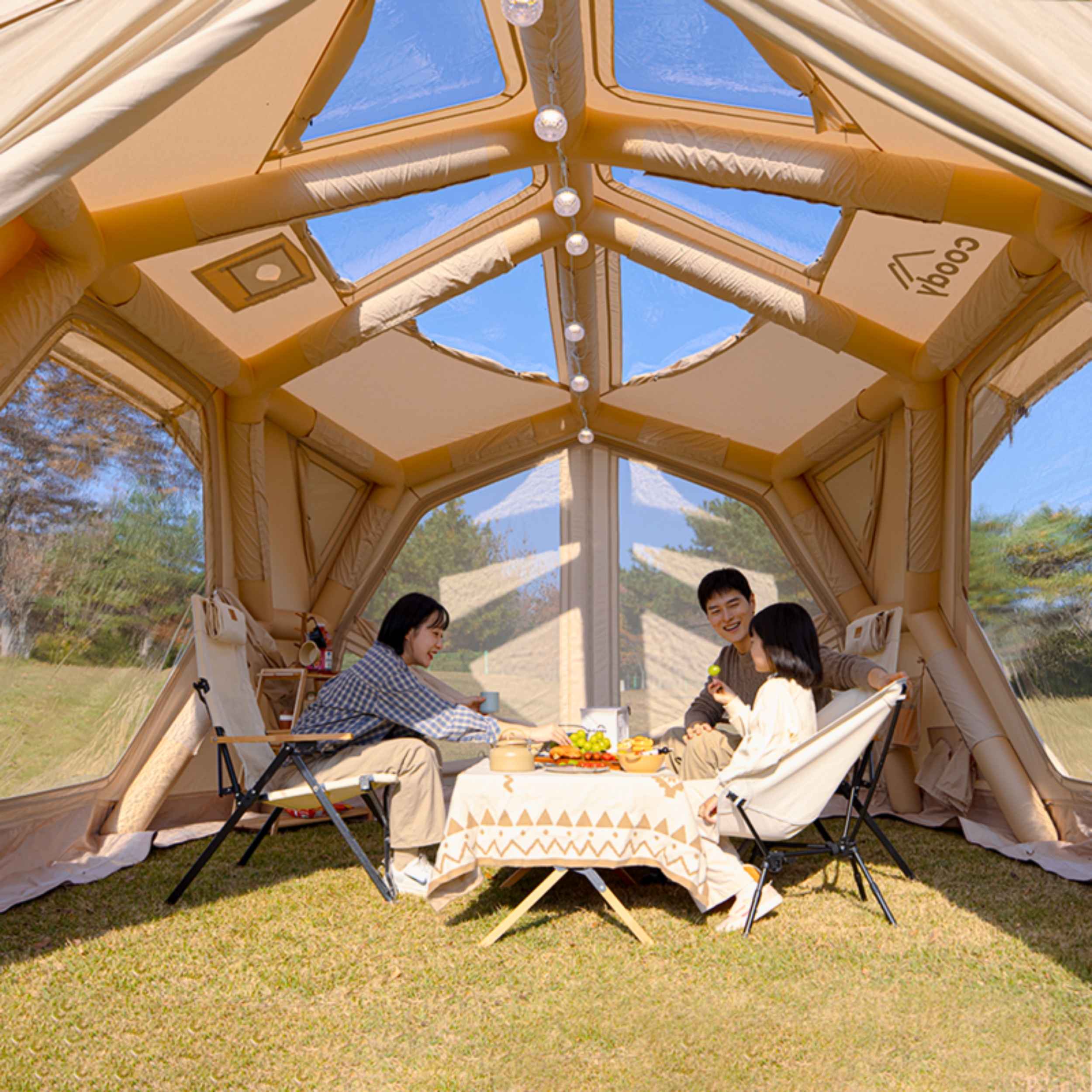 Coody Hub Pro Beige- Inflatable Tent for Camping (2-6 Person
