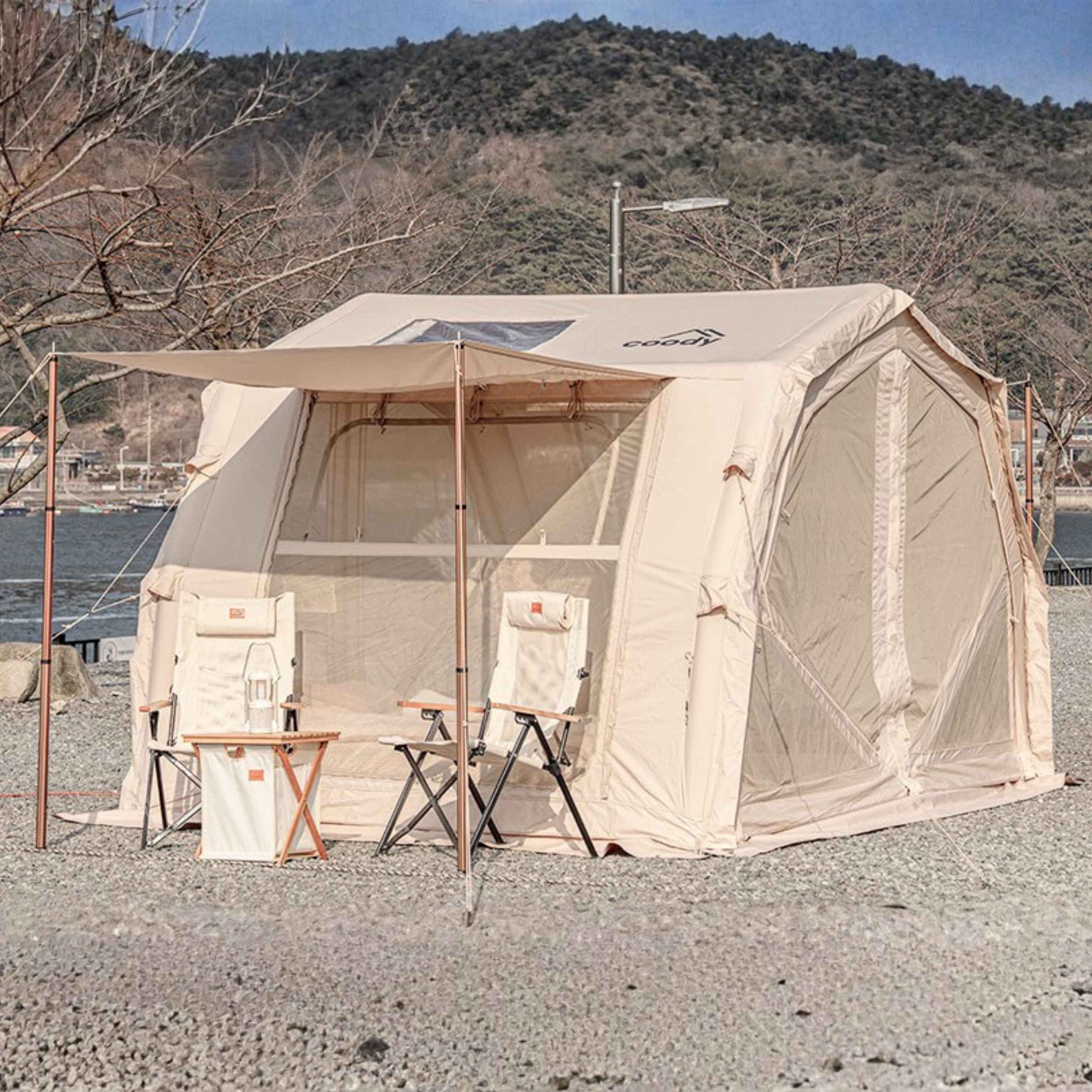 Coody 10.0 PRO Beige Premium Inflatable Canvas Tent for 2–4
