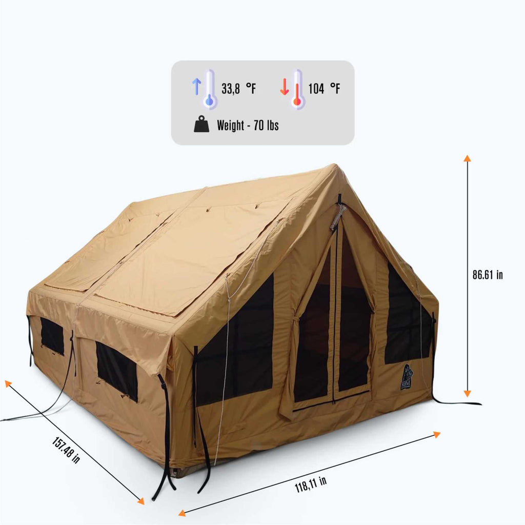 Premium Inflatable Tent with Stove Jack "Panda air" Large. Best for 1-6 person.
