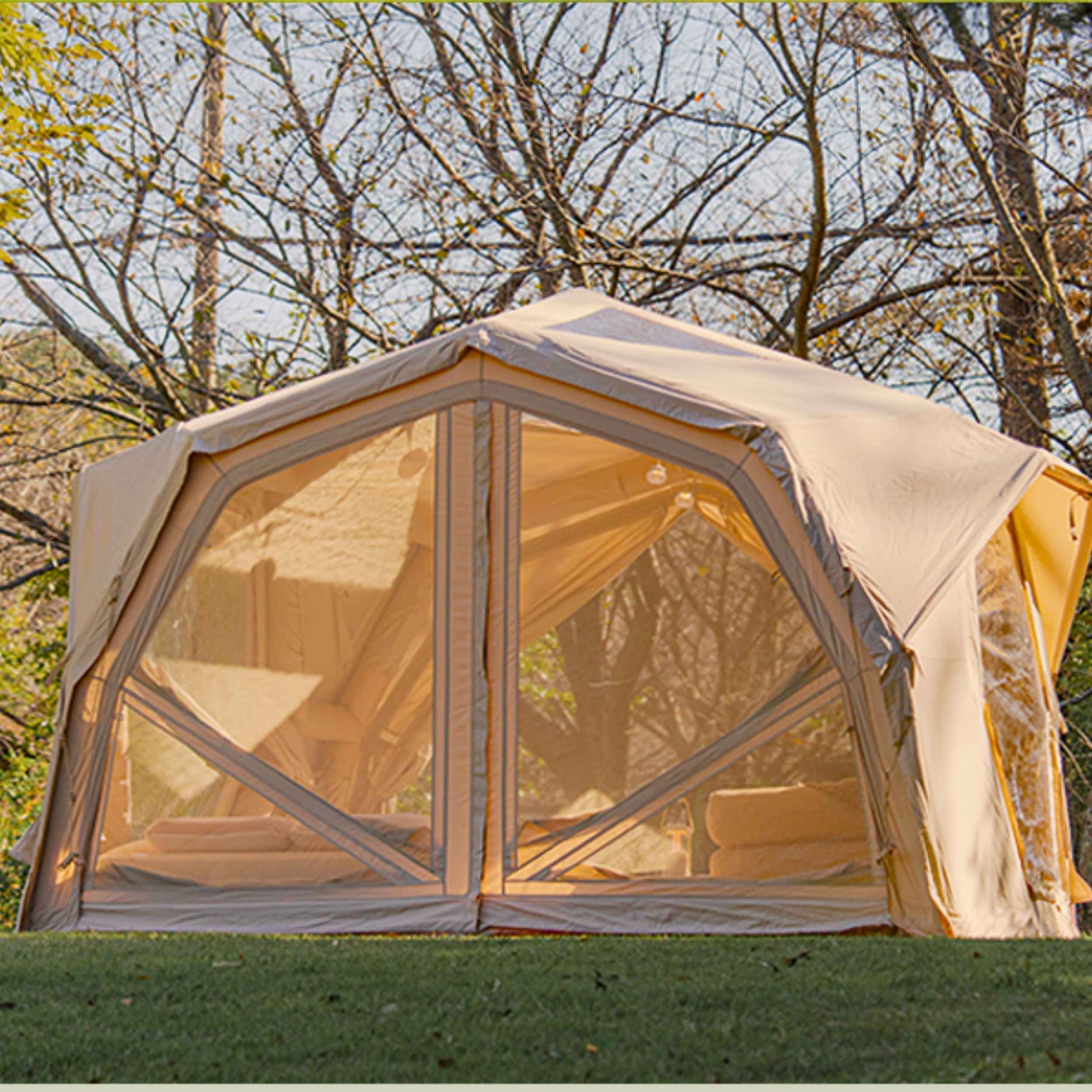 Coody Hub Pro Beige- Inflatable Tent for Camping (2-6 Person
