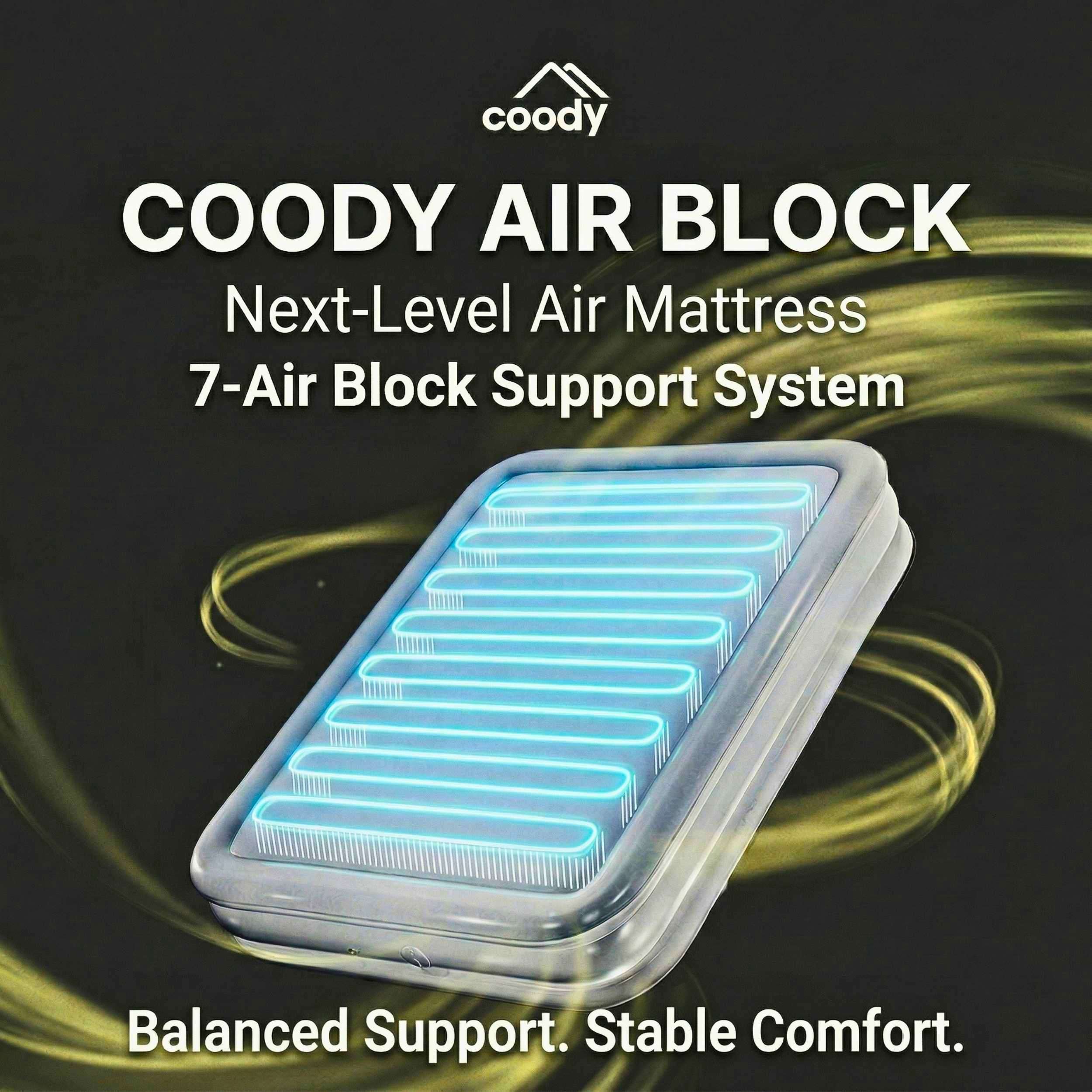 Coody Air Mattress Beige Queen (197×150×35 cm) – Premium Air Bed