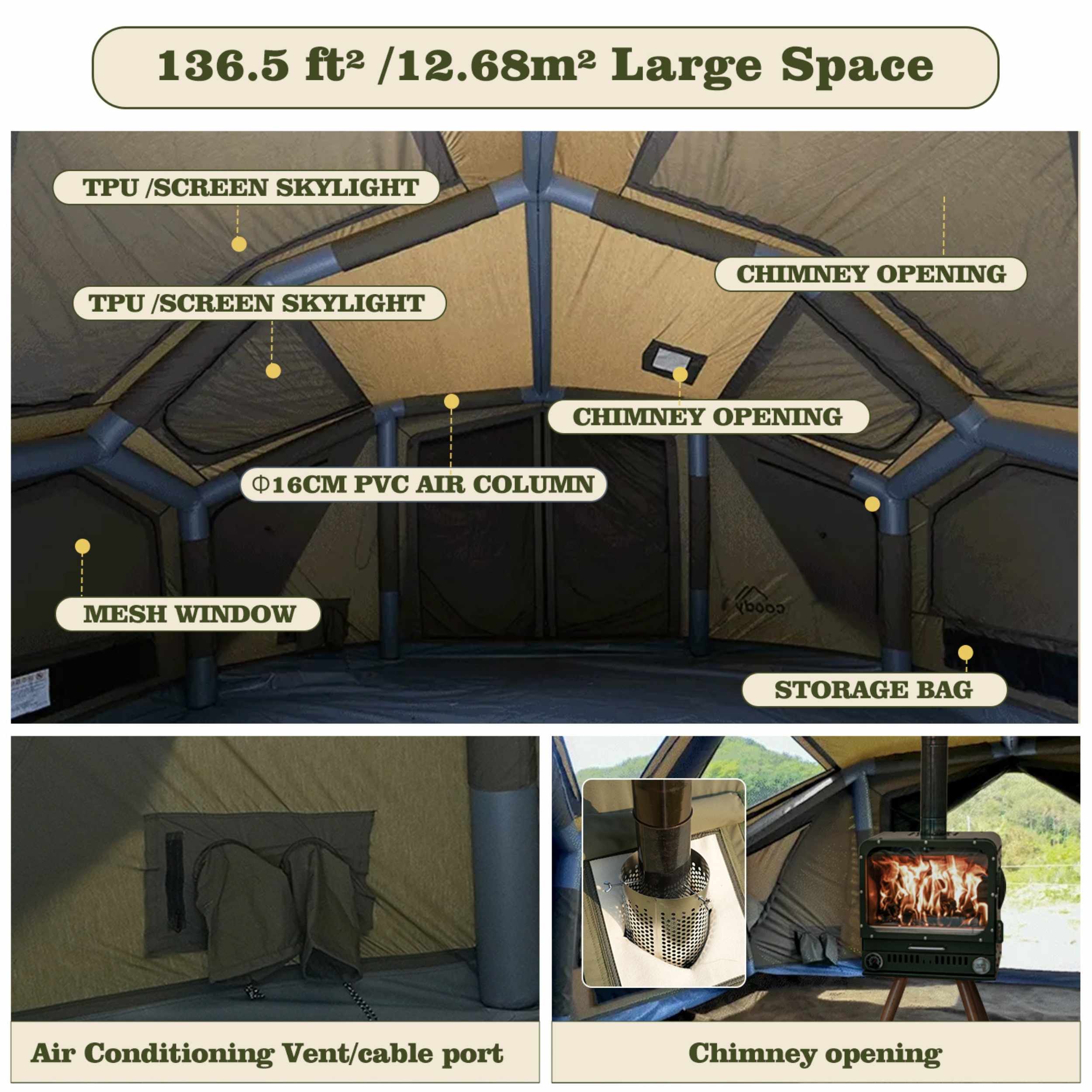 Bestona Forest Green Inflatable Tent | 2–4 Person – RBM Outdoors