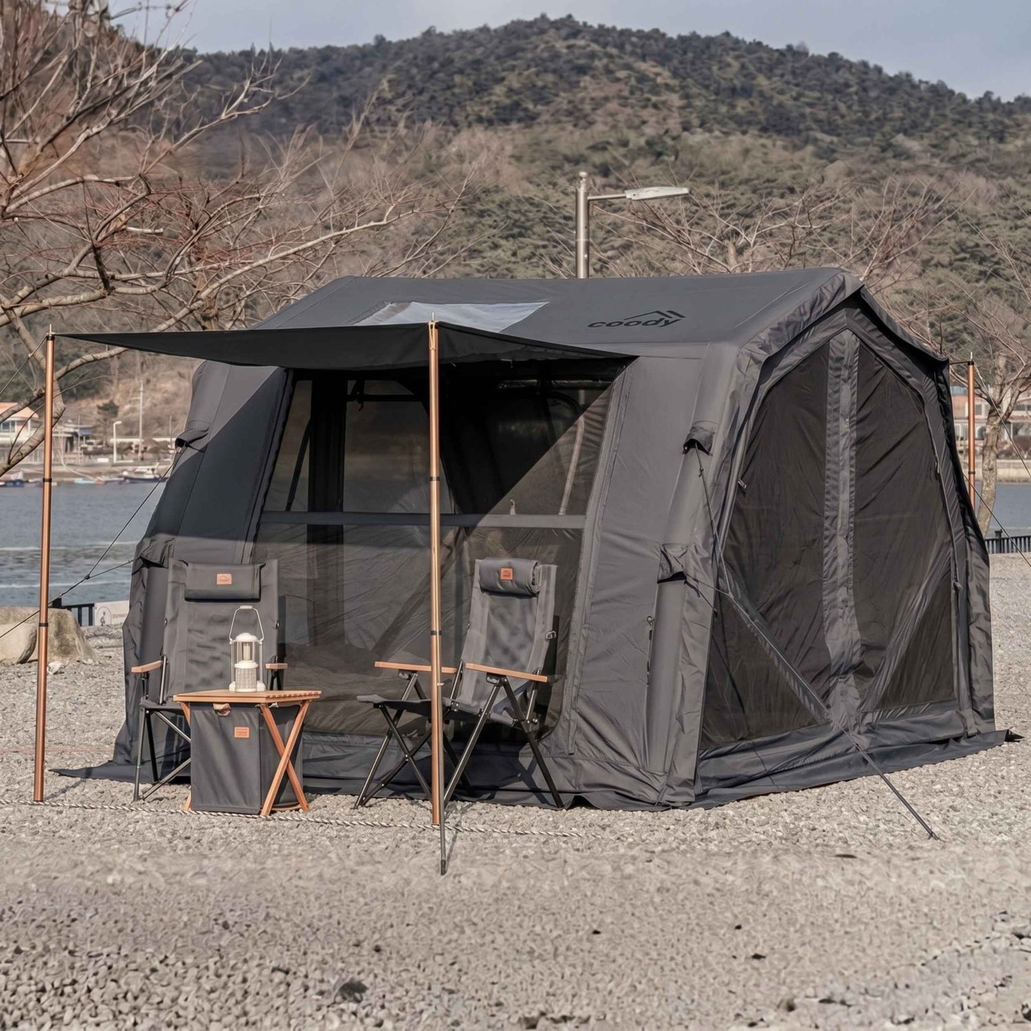 Coody 10.0 PRO Gray Premium Inflatable Canvas Tent for 2–4 Campers