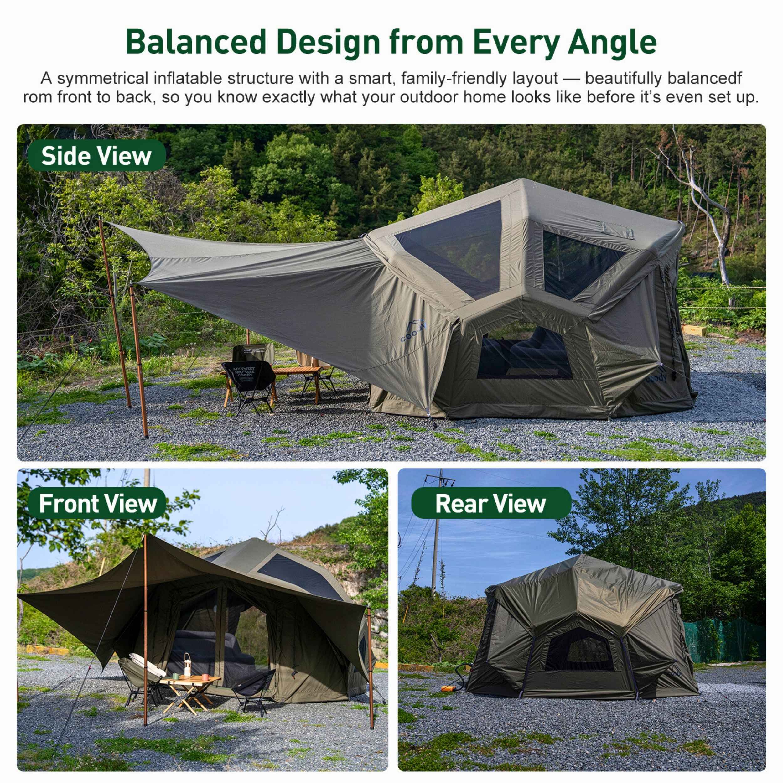 Bestona Forest Green Inflatable Tent | 2–4 Person – RBM Outdoors
