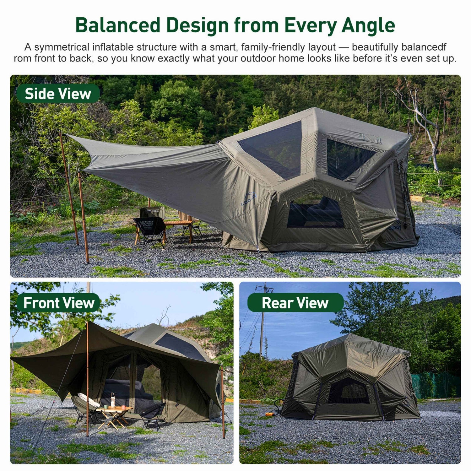 Coody | RBM Bestona Inflatable Tent for 2-4 Person (Forest Green)