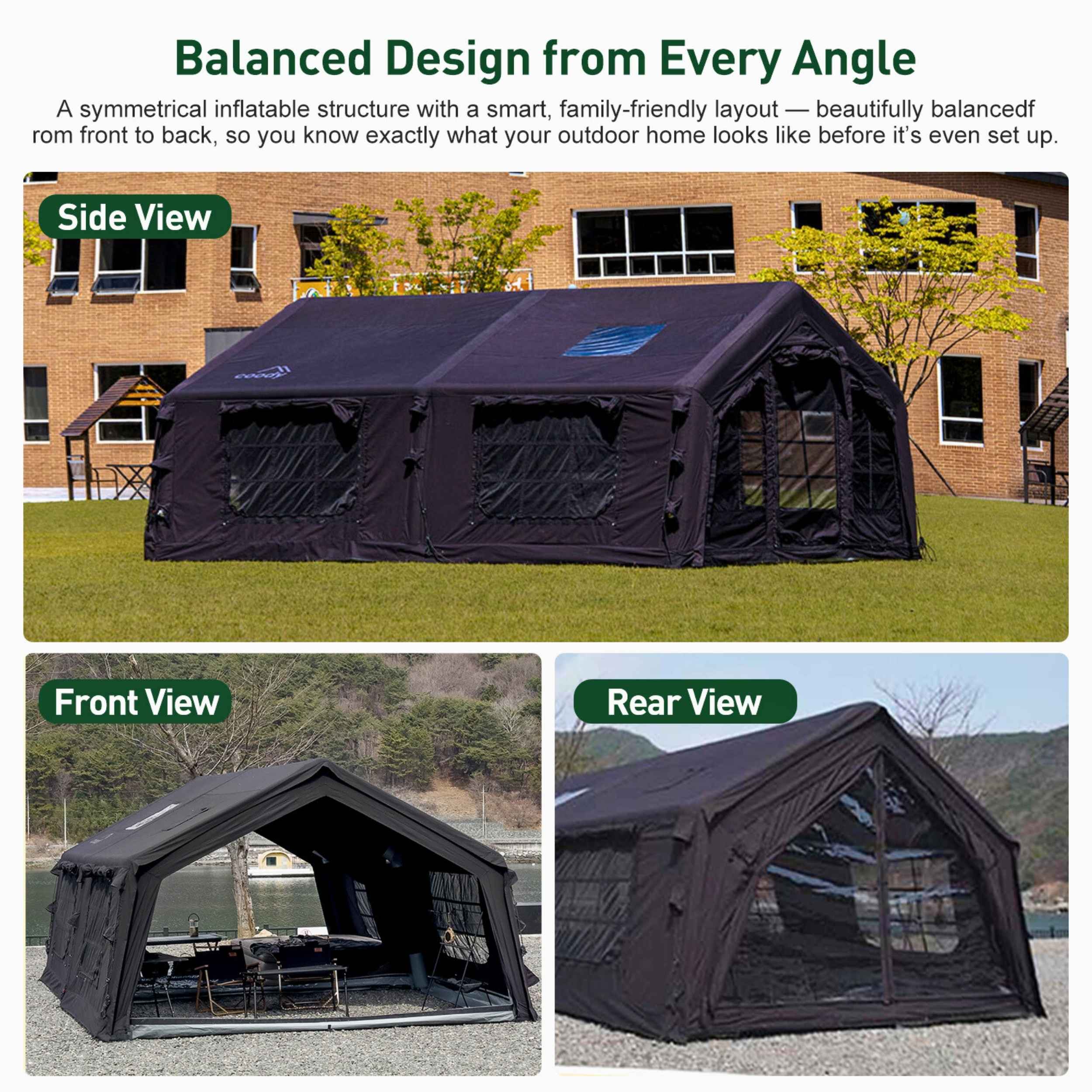Coody RBM Koala 7 Black | 10 Person Inflatable Tent with Stove