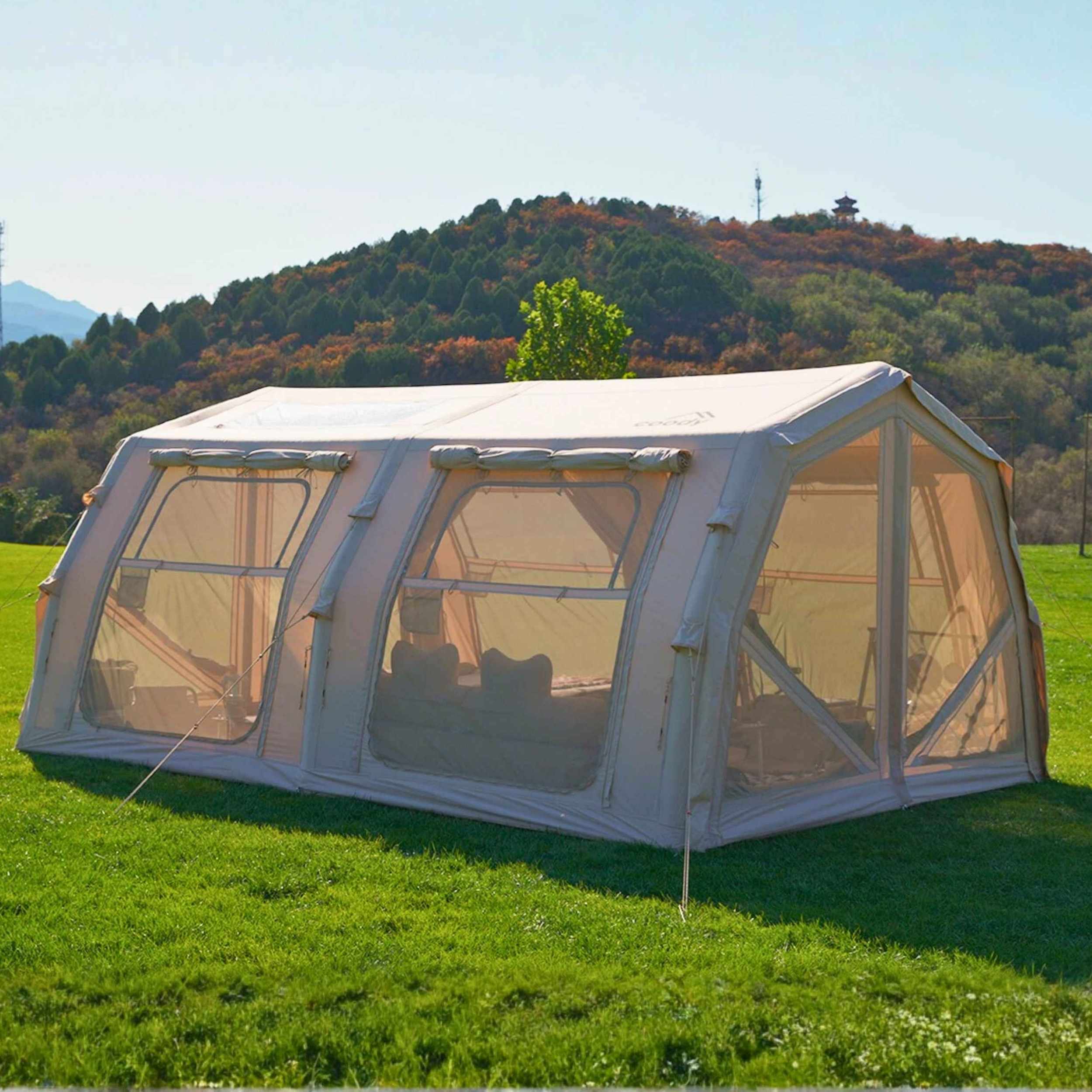 Coody Familia AirTent 17.2 Pro Beige- Inflatable Tent for Camping