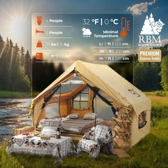 RBM Panda Medium Sunny Beige air tent with stove jack installed