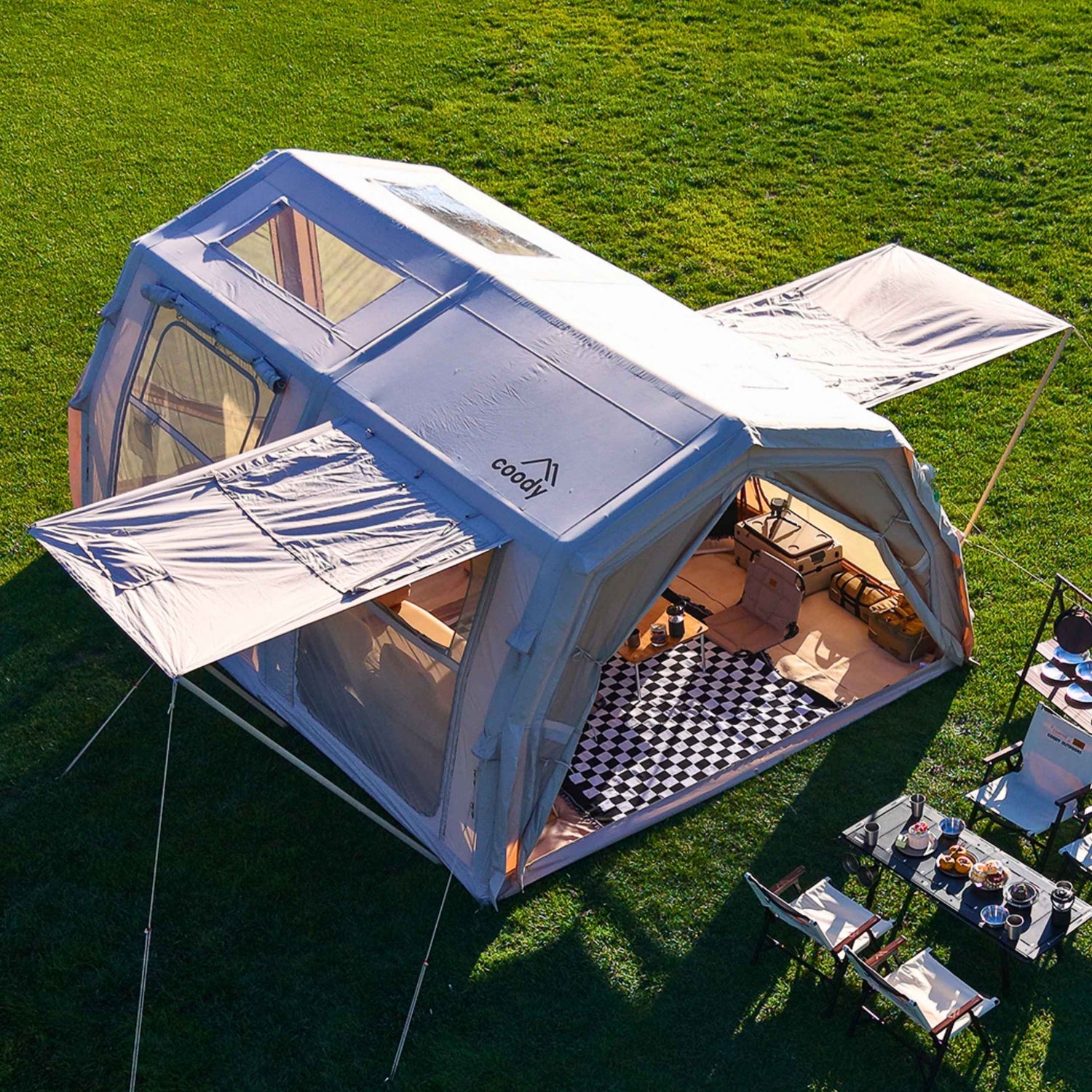 Coody Familia AirTent 17.2 Pro Beige- Inflatable Tent for Camping (2-10 Person)