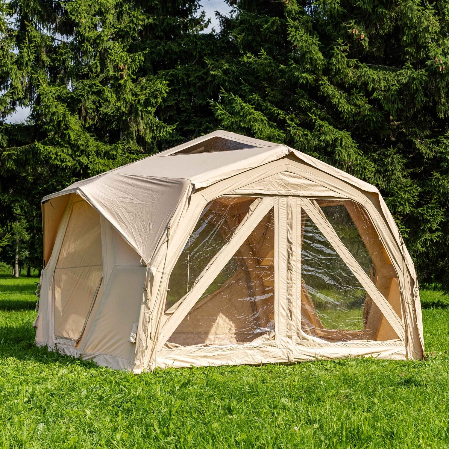 Cooly Hub Pro Beige - Tente gonflable pour le camping (2-6 personnes)