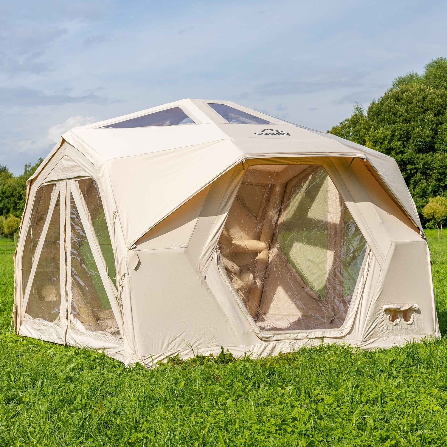 Cooly Hub Pro Beige - Tente gonflable pour le camping (2-6 personnes)