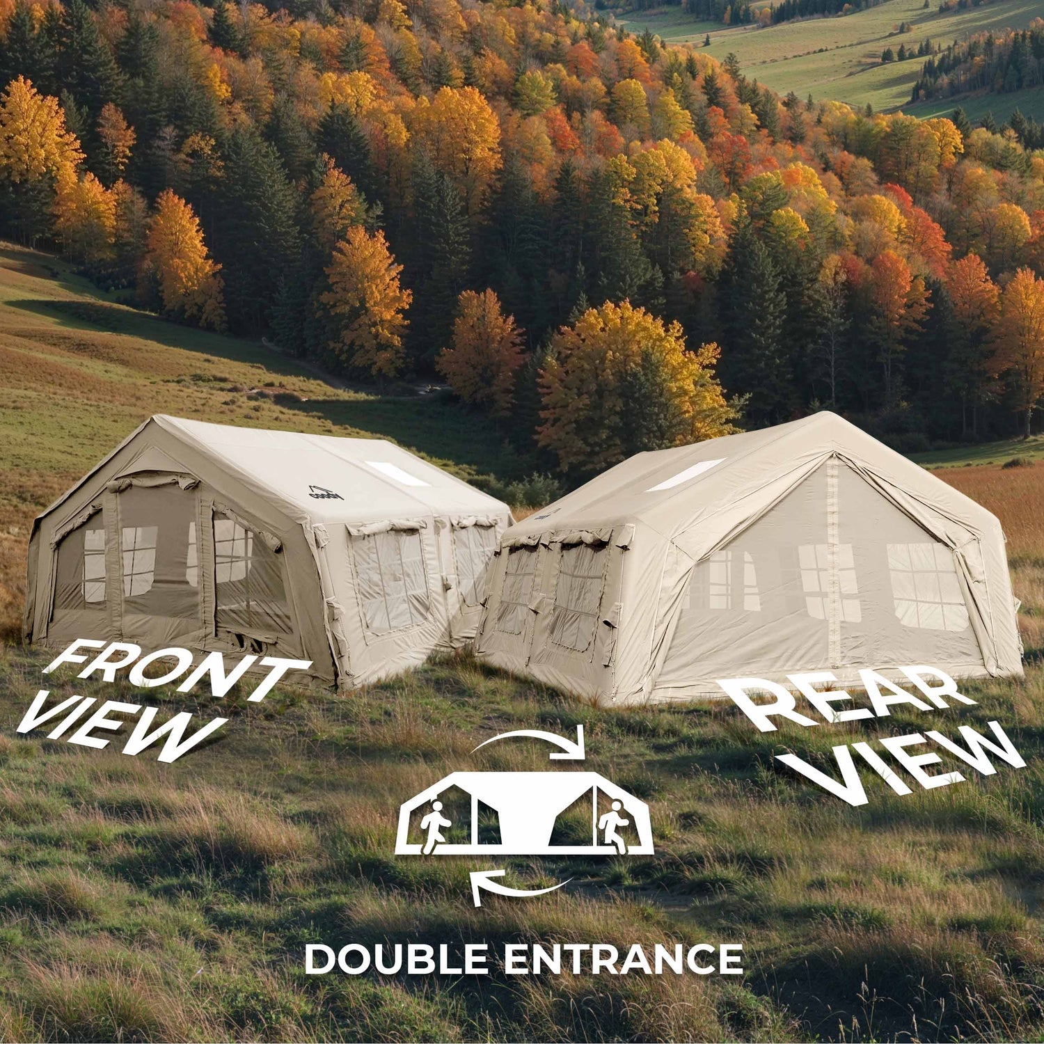 countryside campingtisch Coody 13.6 Beige (2-8 person) + RBM Wood Stove Caminus M