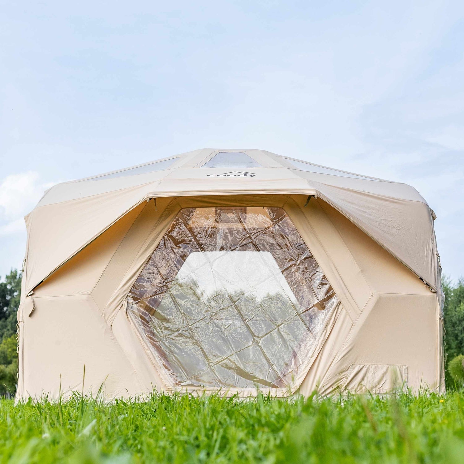 Cooly Hub Pro Beige - Tente gonflable pour le camping (2-6 personnes)