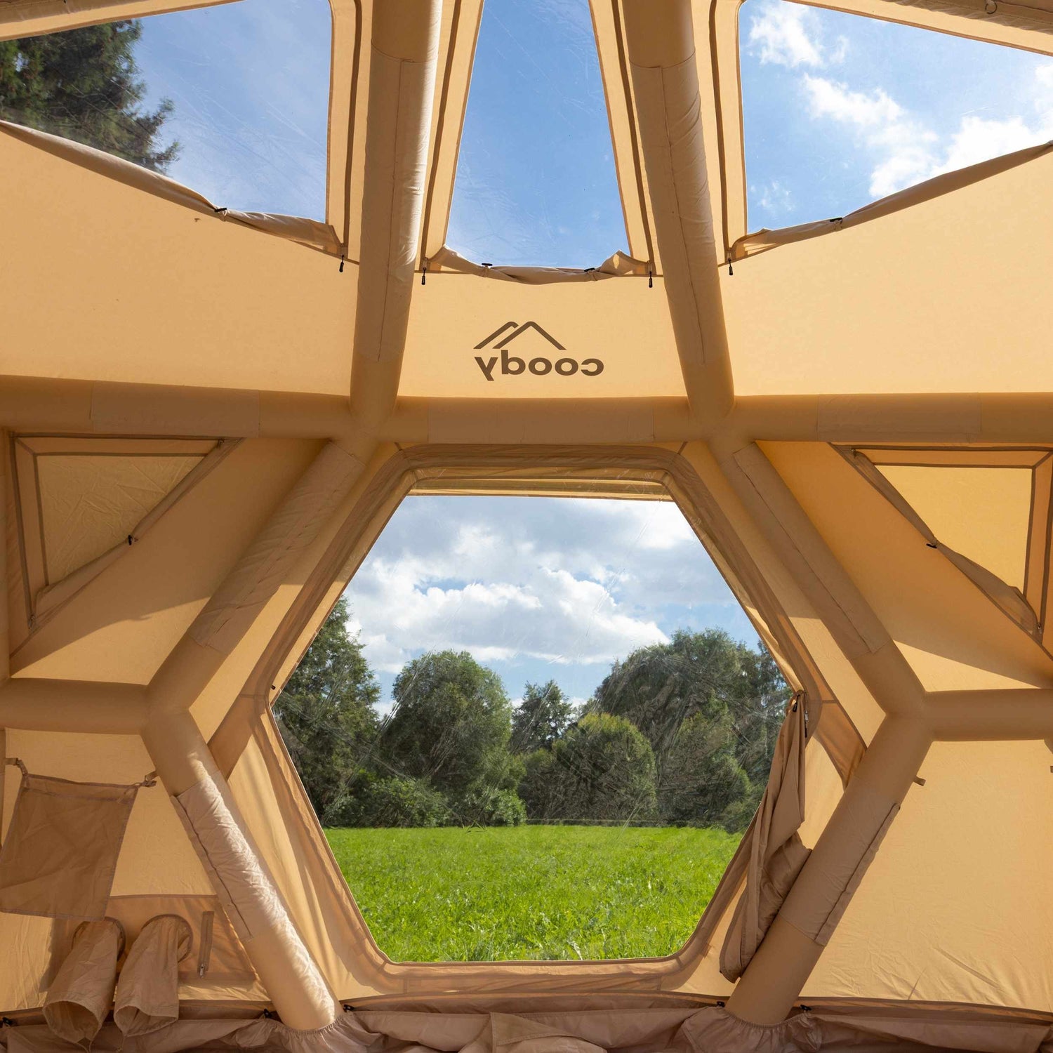 Cooly Hub Pro Beige - Tente gonflable pour le camping (2-6 personnes)