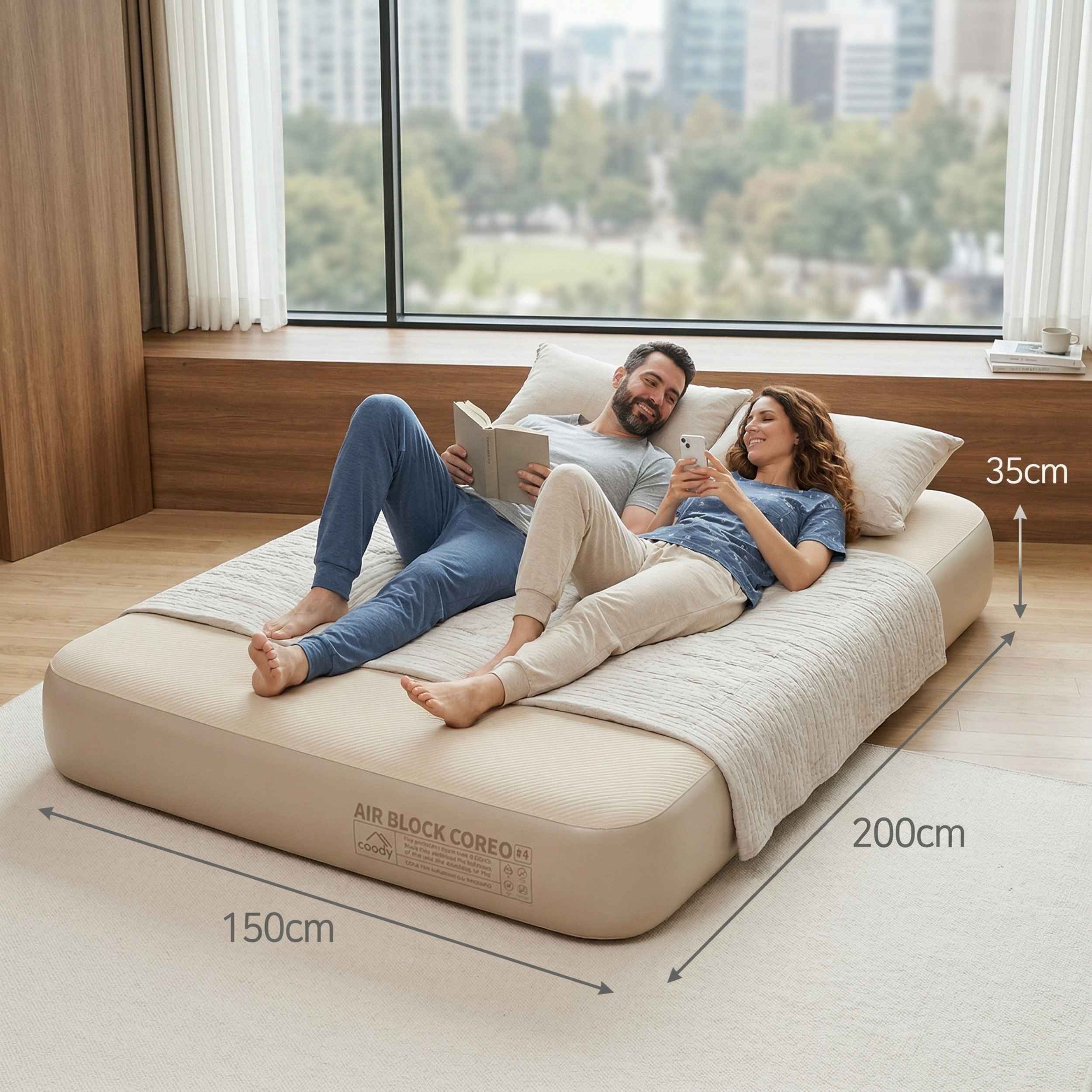 Coody Coreo Air Mattress Queen (150 × 200 × 35 cm) – Structured