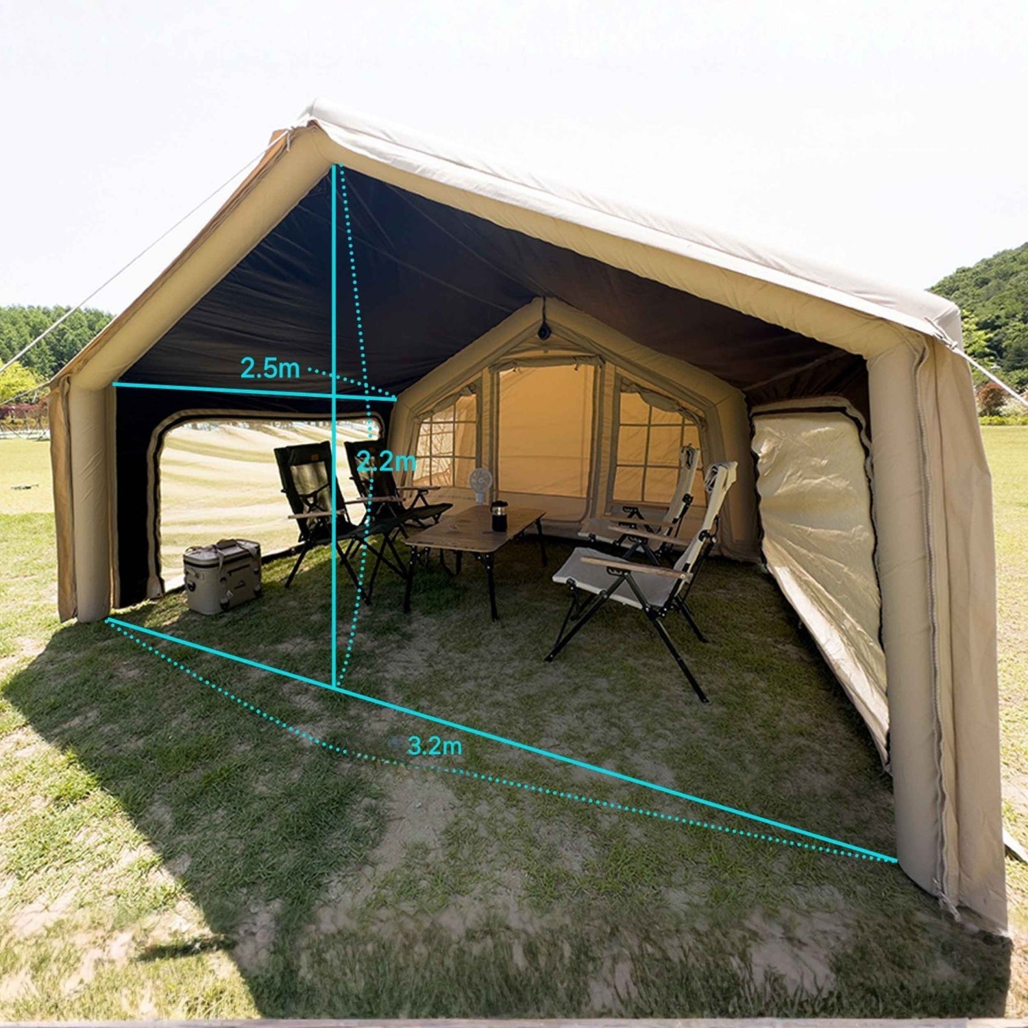 Coody AirTarp Forest Green - Toldo inflable para tienda de campaña (17,2, 13,6, cubo, 10,0)