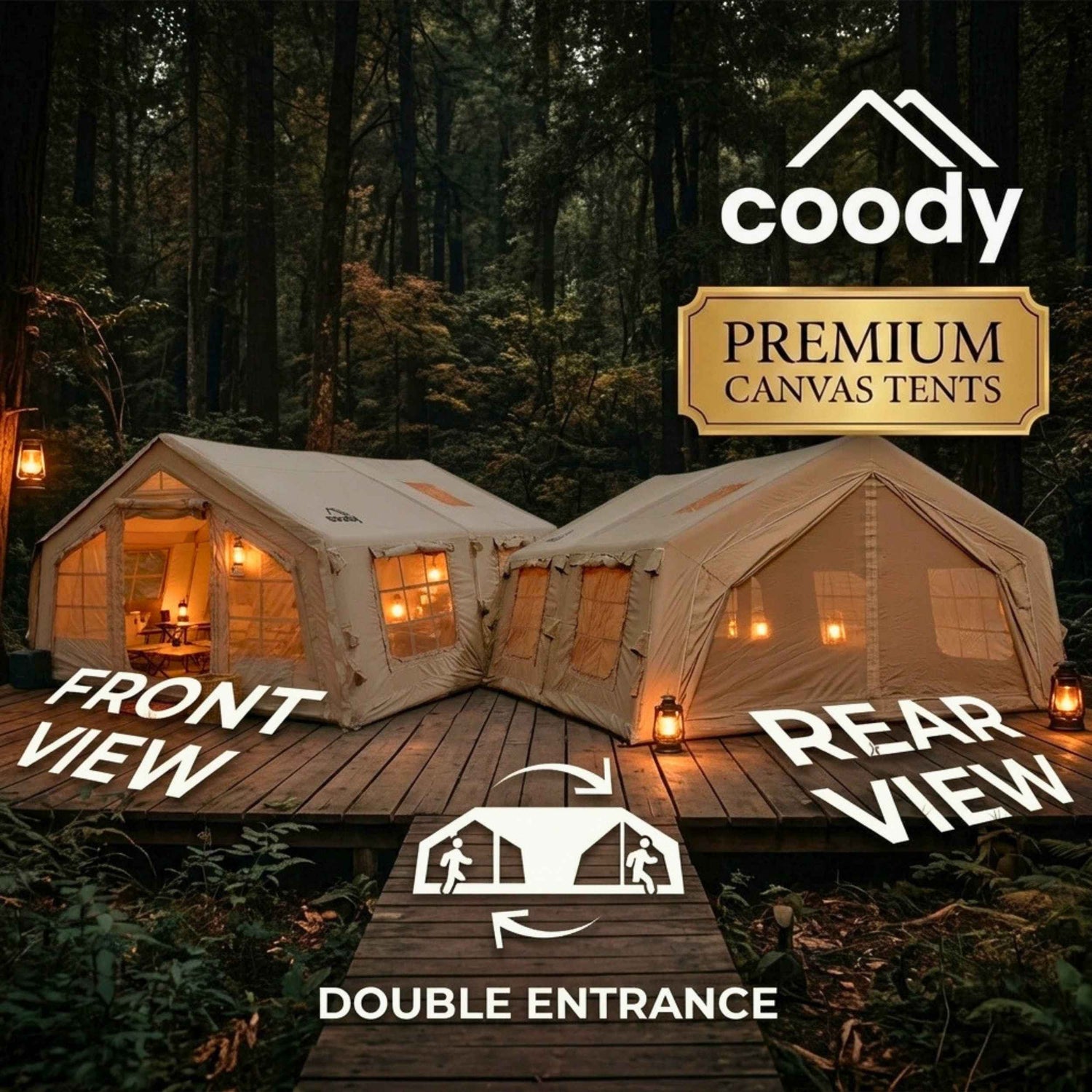 Coody 17.2 (Koala-7) Beige Large Inflatable Tent for Camping (2-10 person)
