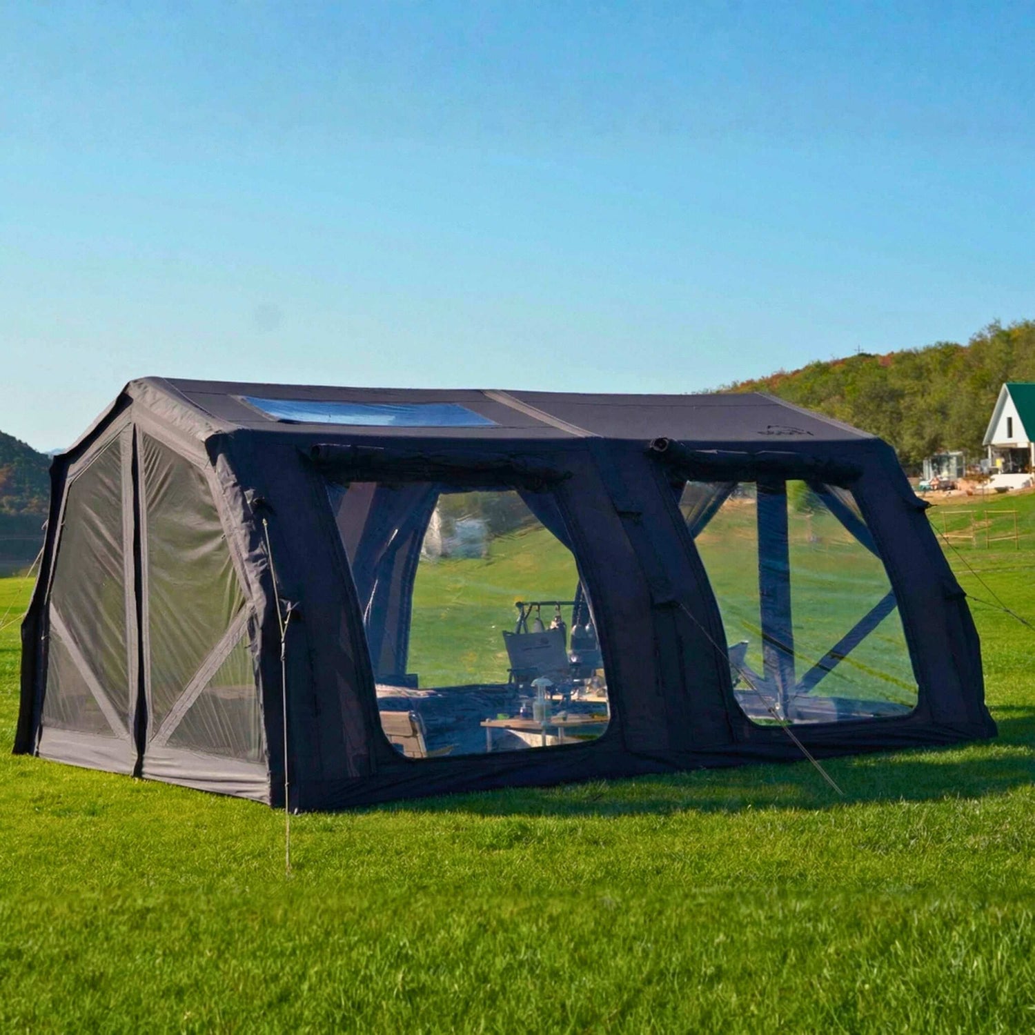 Coody Familia AirTent 17.2 PRO Black (2-10 Person)+Electric Pump+TPU Door Black+Ground Sheet