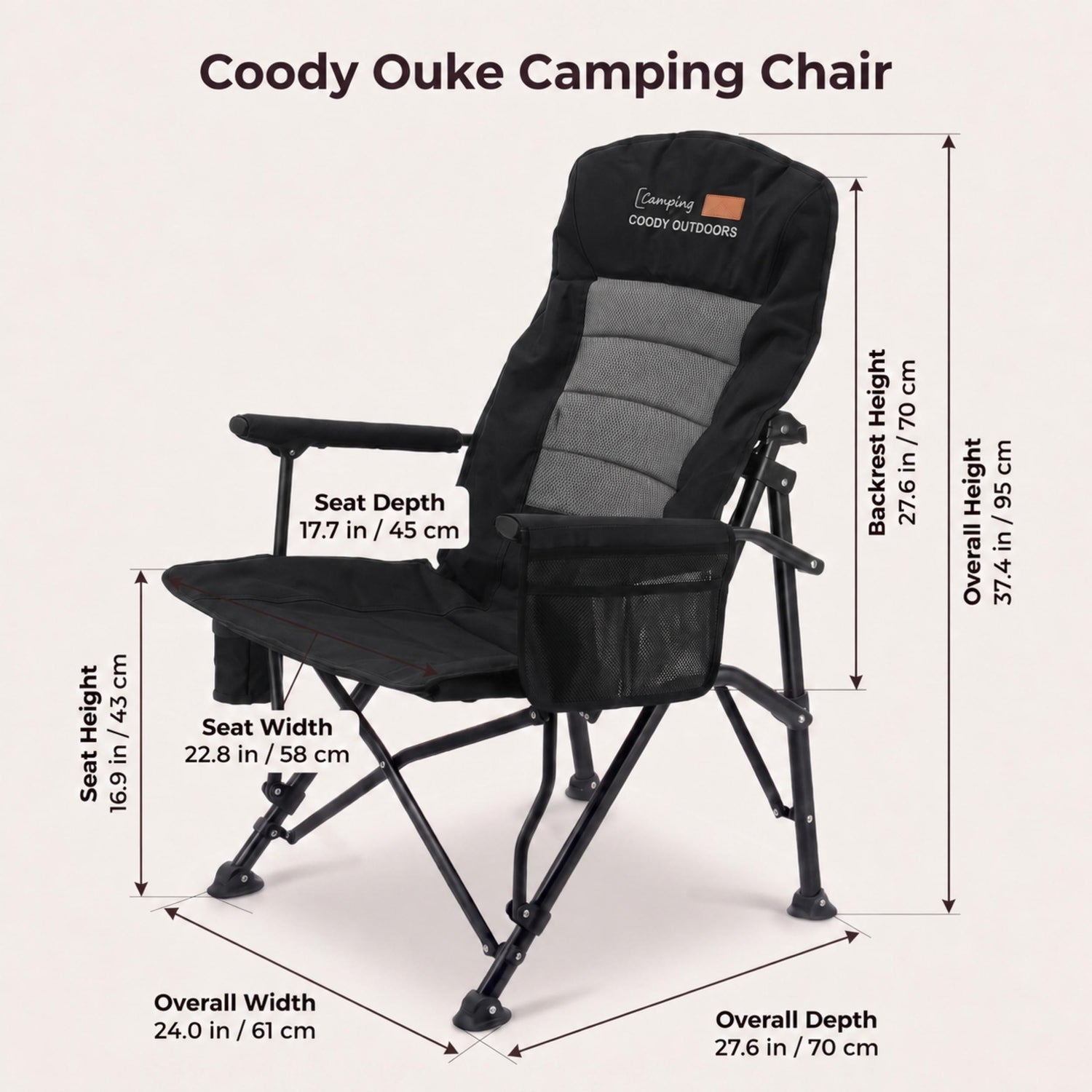 Coody Ouke Padded Camping Chair – Black
