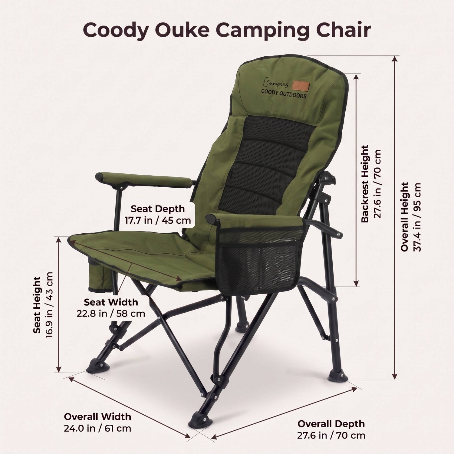 Coody Ouke Padded Camping Chair – Green