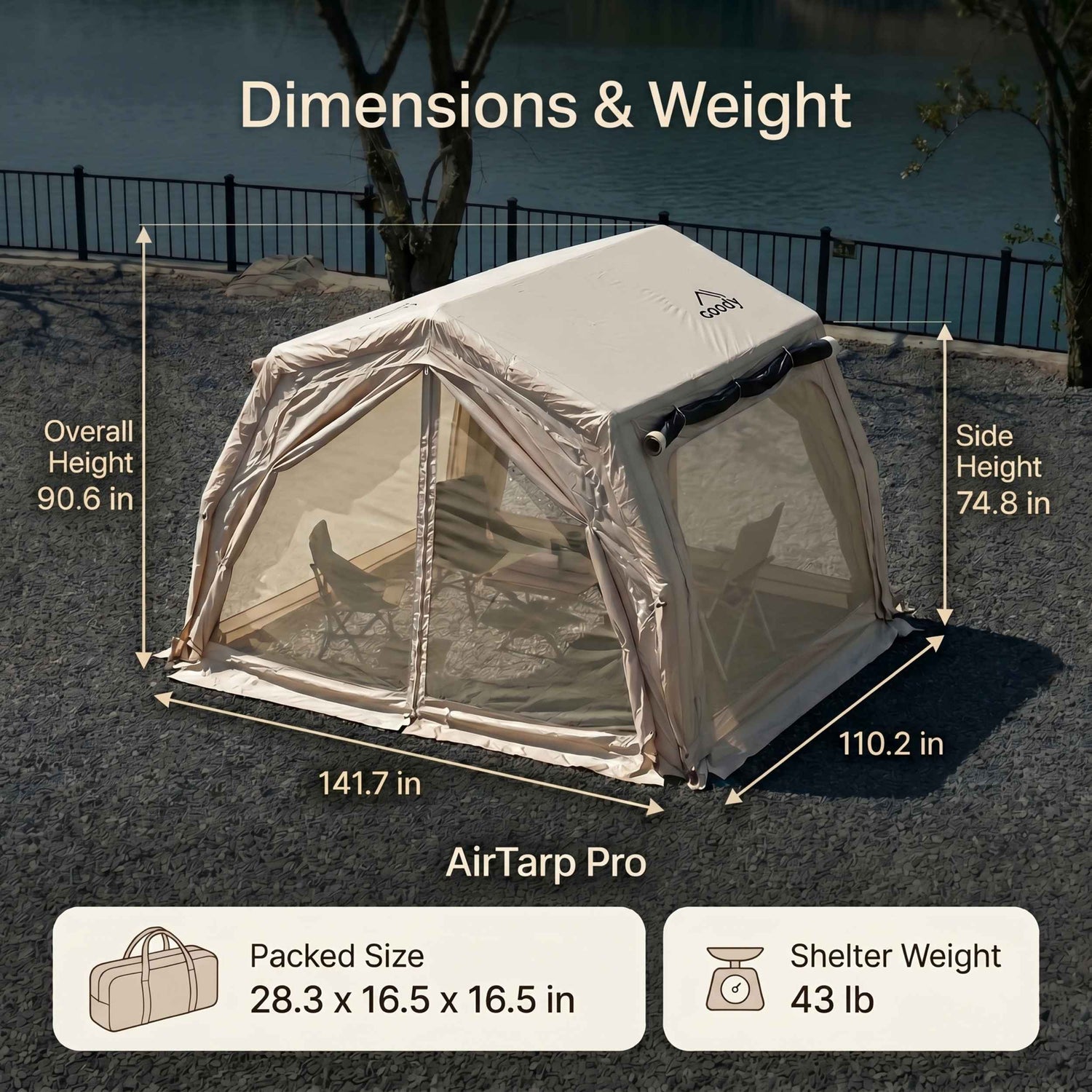 Coody AirTarp Pro Inflatable Canopy for 17.2 Pro, 10.0 Pro & Hub Pro - Beige