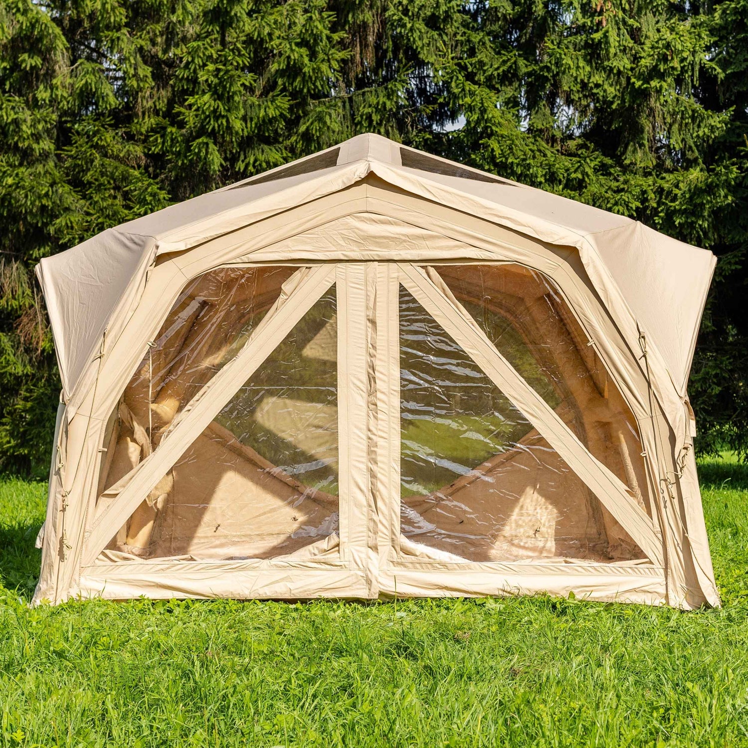 Cooly Hub Pro Beige - Tente gonflable pour le camping (2-6 personnes)
