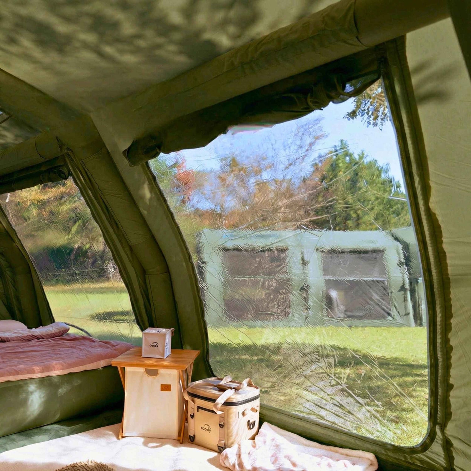 Coody Familia AirTent 17.2 PRO Forest Green (2-10 Person)+Electric Pump+TPU Door Forest Green+Ground Sheet