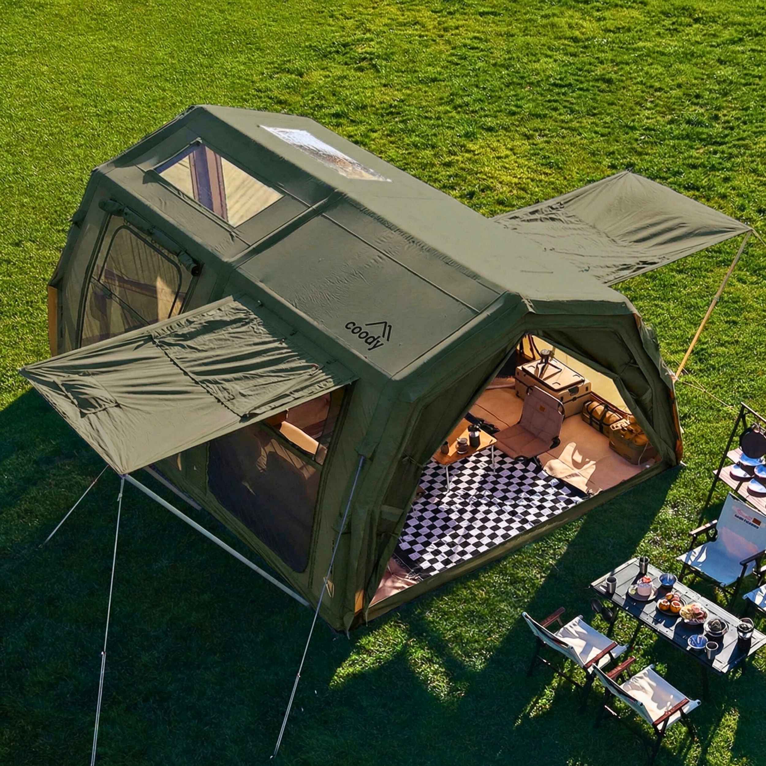 Coody Familia AirTent 17.2 Pro Forest Green- Inflatable Tent for