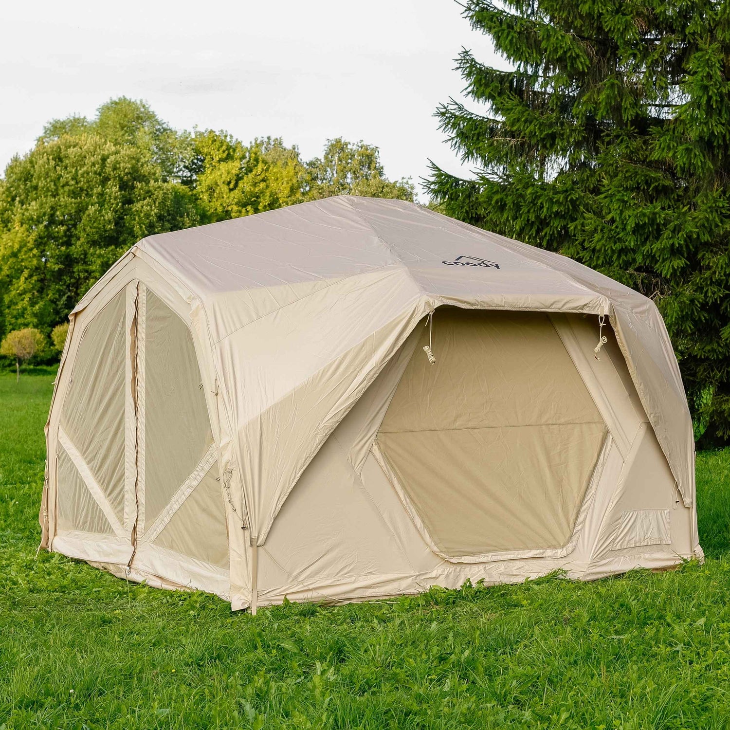 Cooly Hub Pro Beige - Tente gonflable pour le camping (2-6 personnes)
