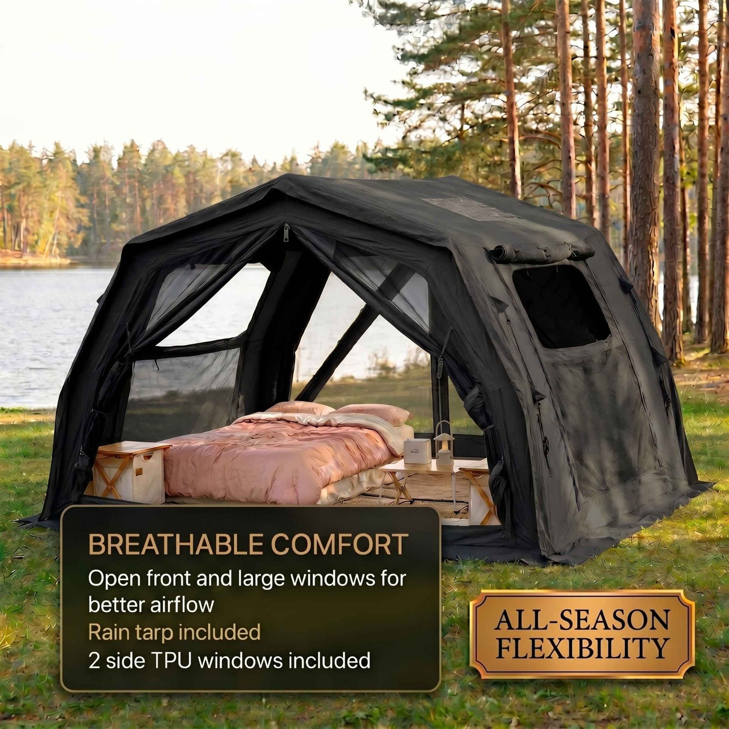 Coody 10.0 PRO Black Premium Inflatable Canvas Tent for 2–4 Campers