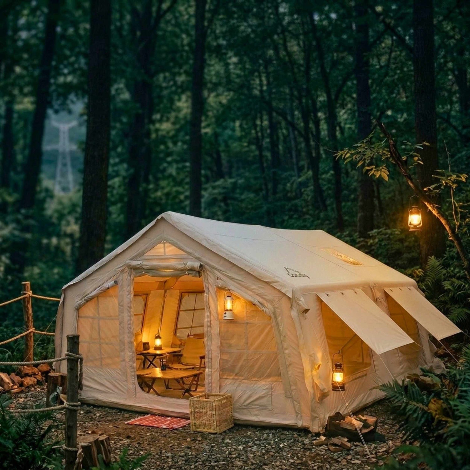 Coody 17.2 (Koala-7) Beige Large Inflatable Tent for Camping (2-10 person)