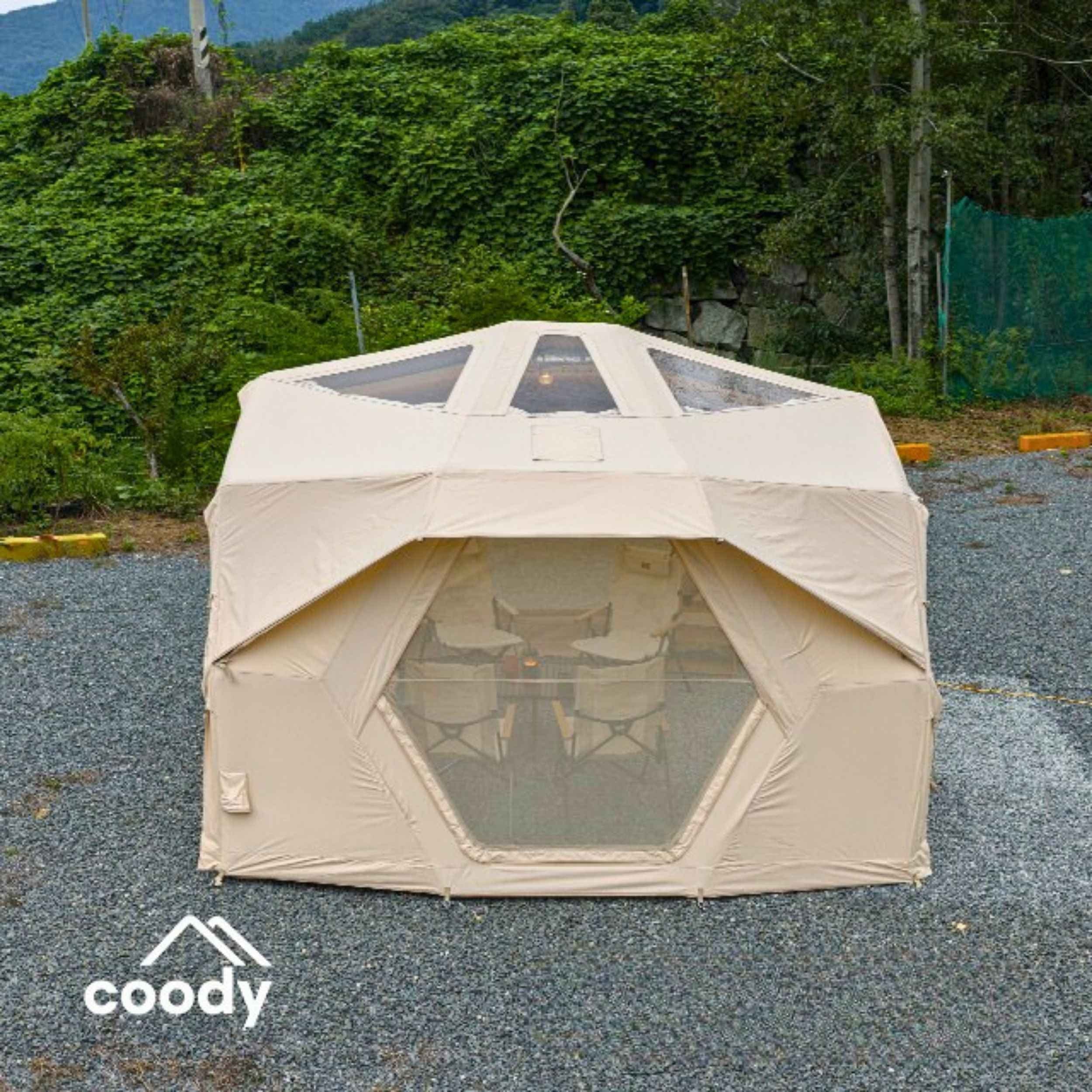 Coody Hub Pro Beige- Inflatable Tent for Camping (2-6 Person