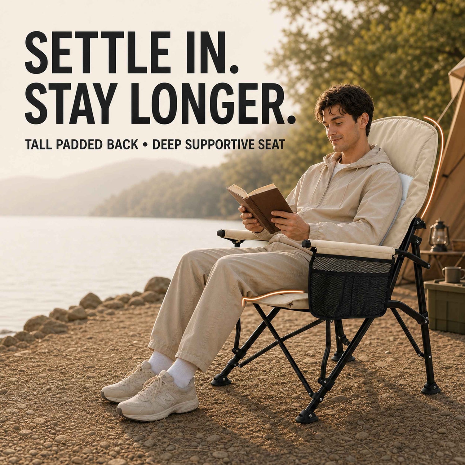 Coody Ouke Padded Camping Chair – Beige