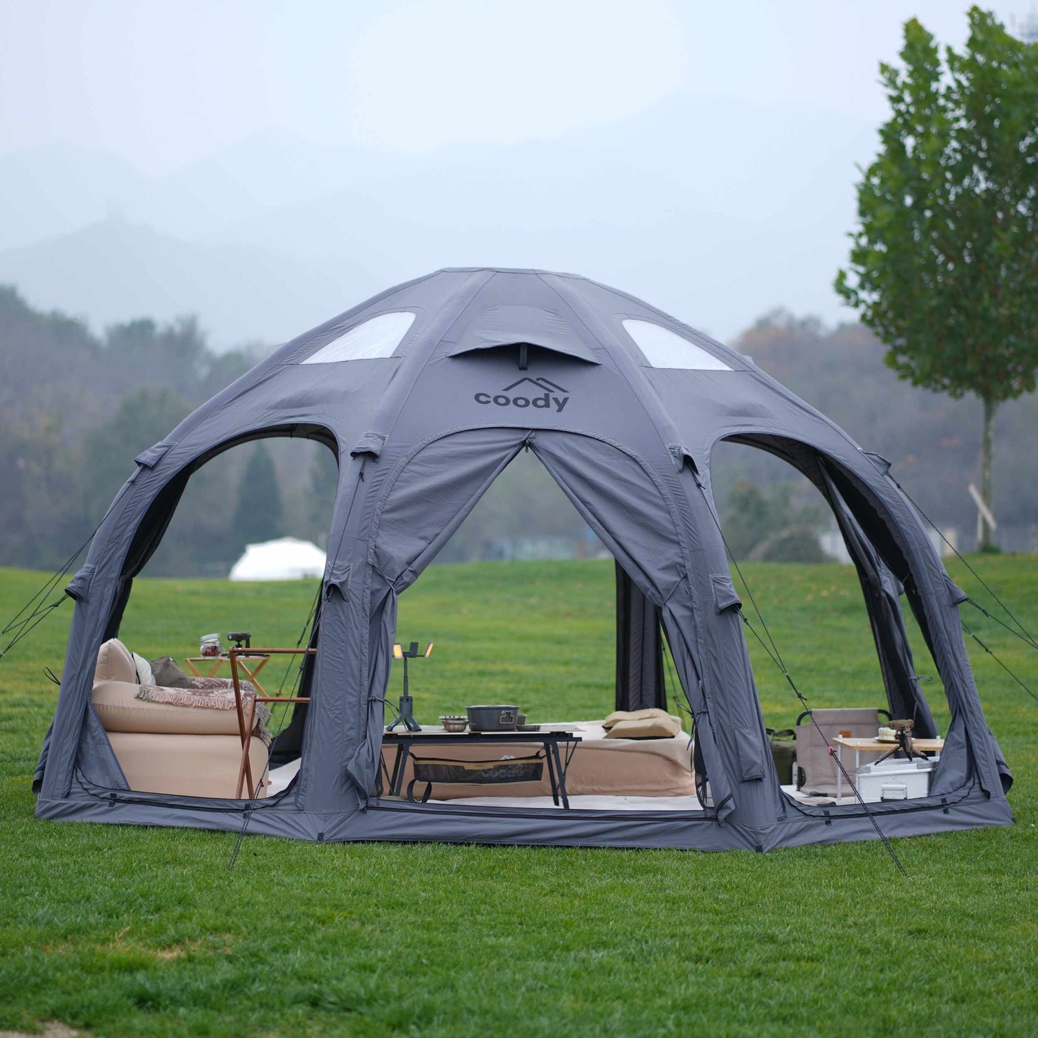 Tente gonflable de luxe Coody Aurora Dome Black (2-4 personnes)