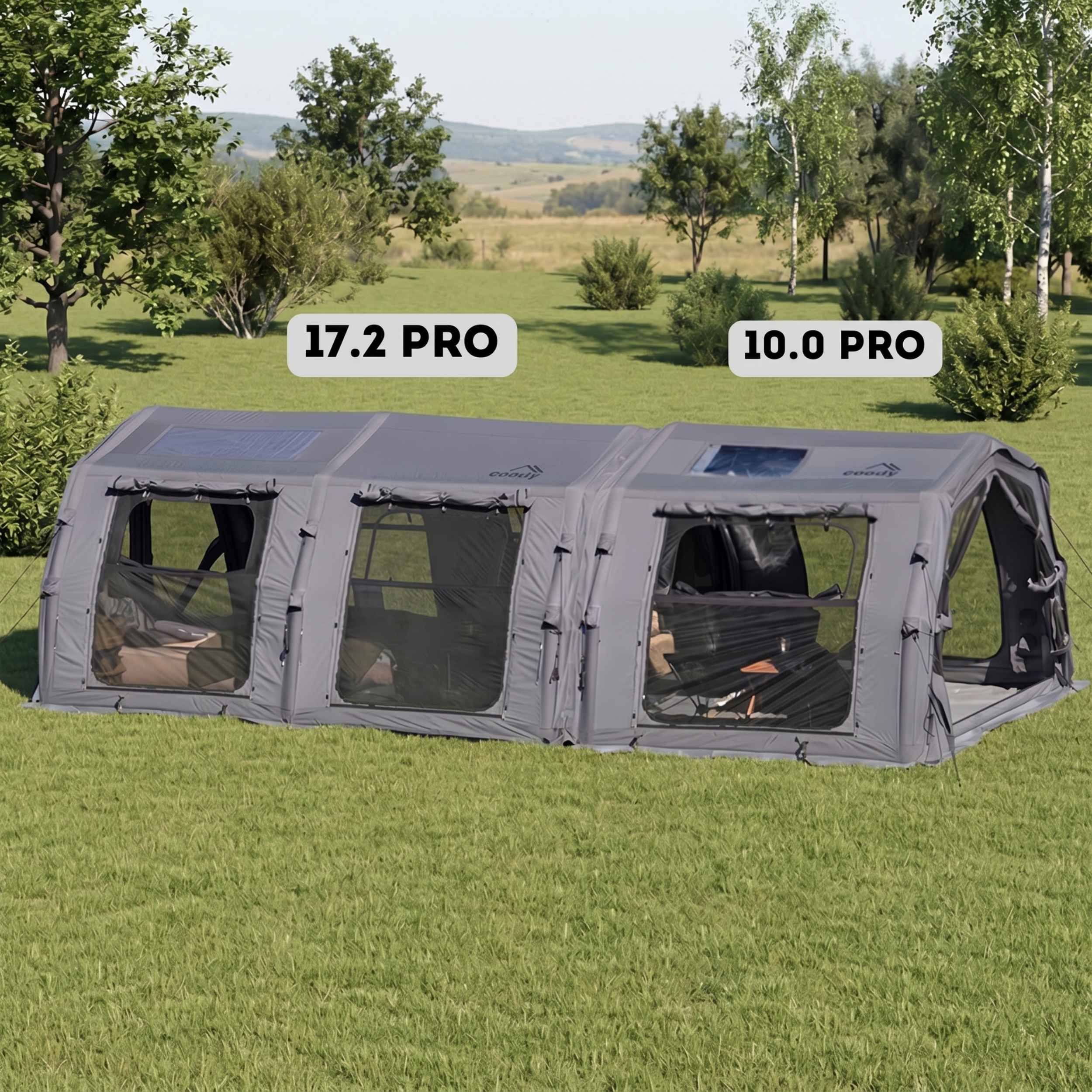 Coody 10.0 PRO Gray - Premium Inflatable Canvas Tent for 2–4