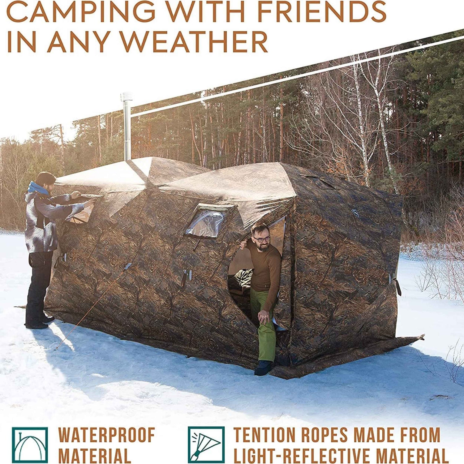 Tente chauffée double paroi RBM Outdoors Hexagon - Toutes saisons, pour 2 à 9 personnes