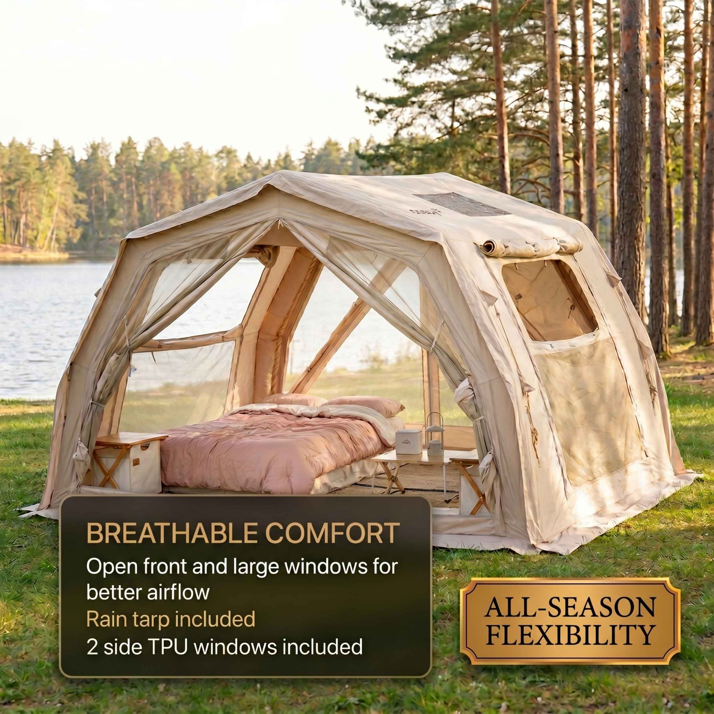 Coody 10.0 PRO Beige Premium Inflatable Canvas Tent for 2–4