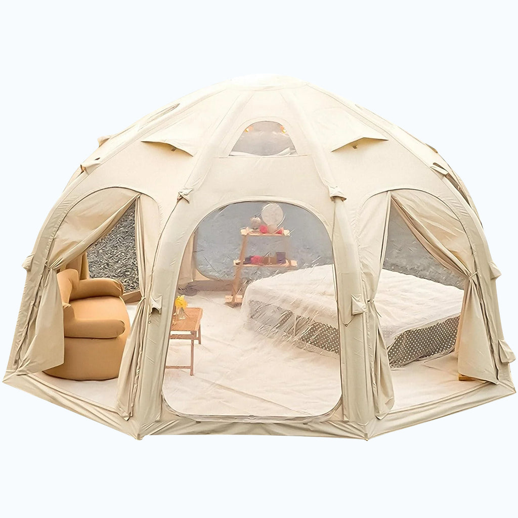 Premium Inflatable Tent with Stove Jack Panda air Large. Best for 1-6  person.