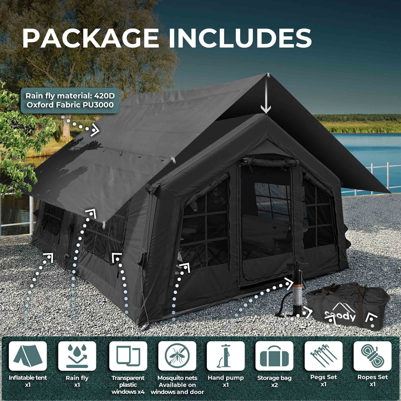 Coody 13.6 | RBM Outdoors Koala 5 Black | Inflatable Tent