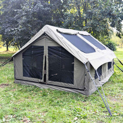 Waterproof breathable canvas blow up tent for extended camping stays
