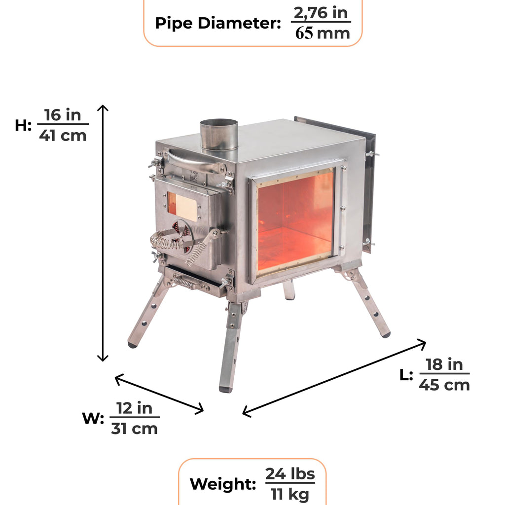 Small Wood Stove With Fire-Resistant Glass "Caminus S".