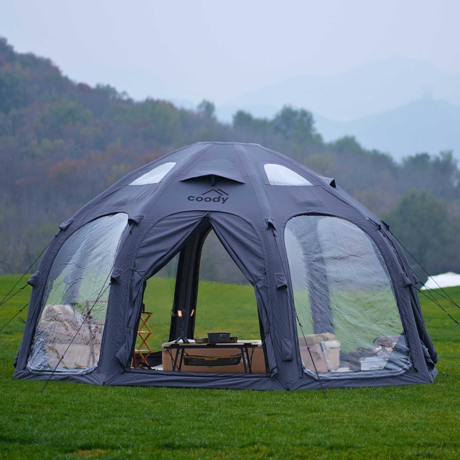 Tente gonflable de luxe Coody Aurora Dome Black (2-4 personnes)