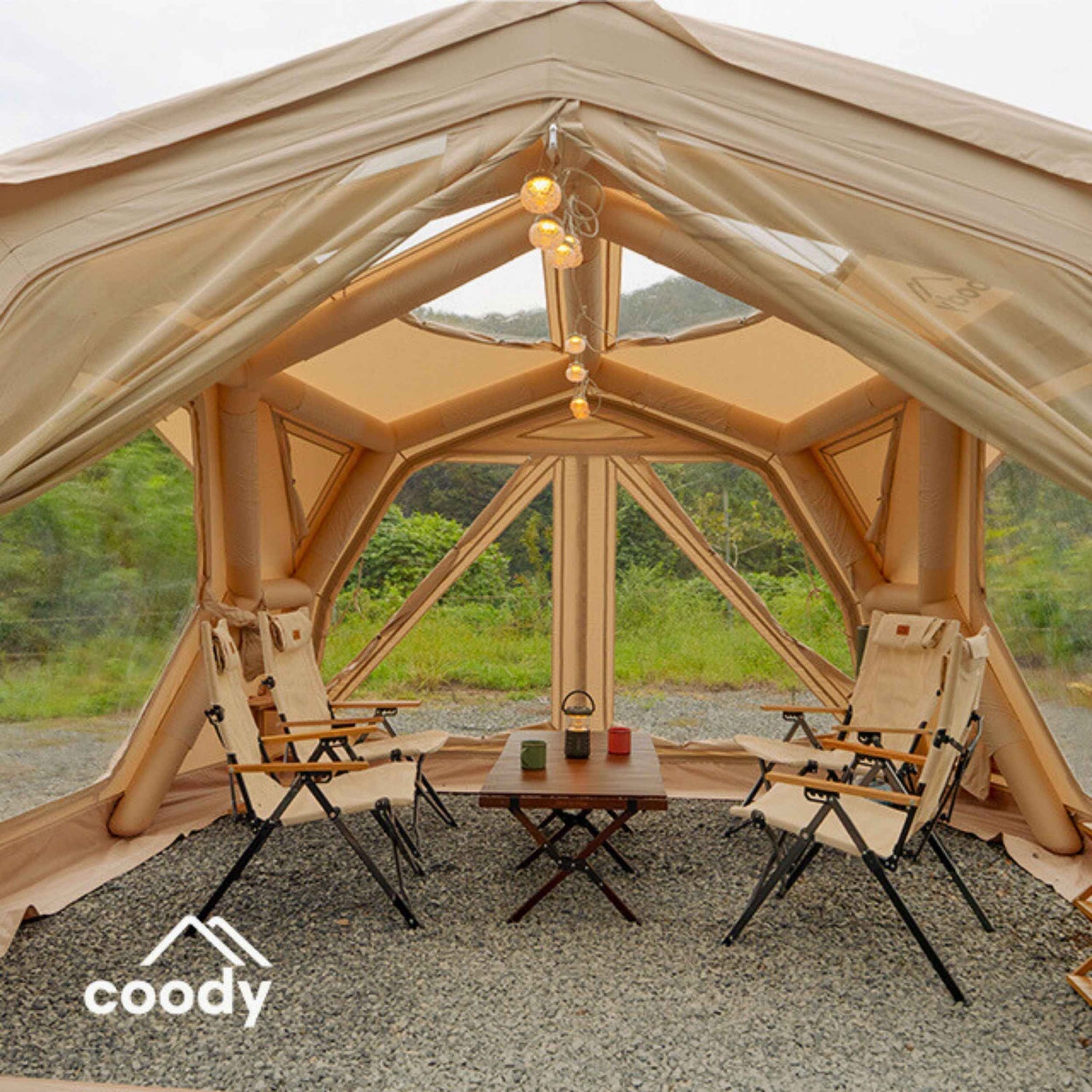Coody Hub Pro Beige- Inflatable Tent for Camping (2-6 Person)
