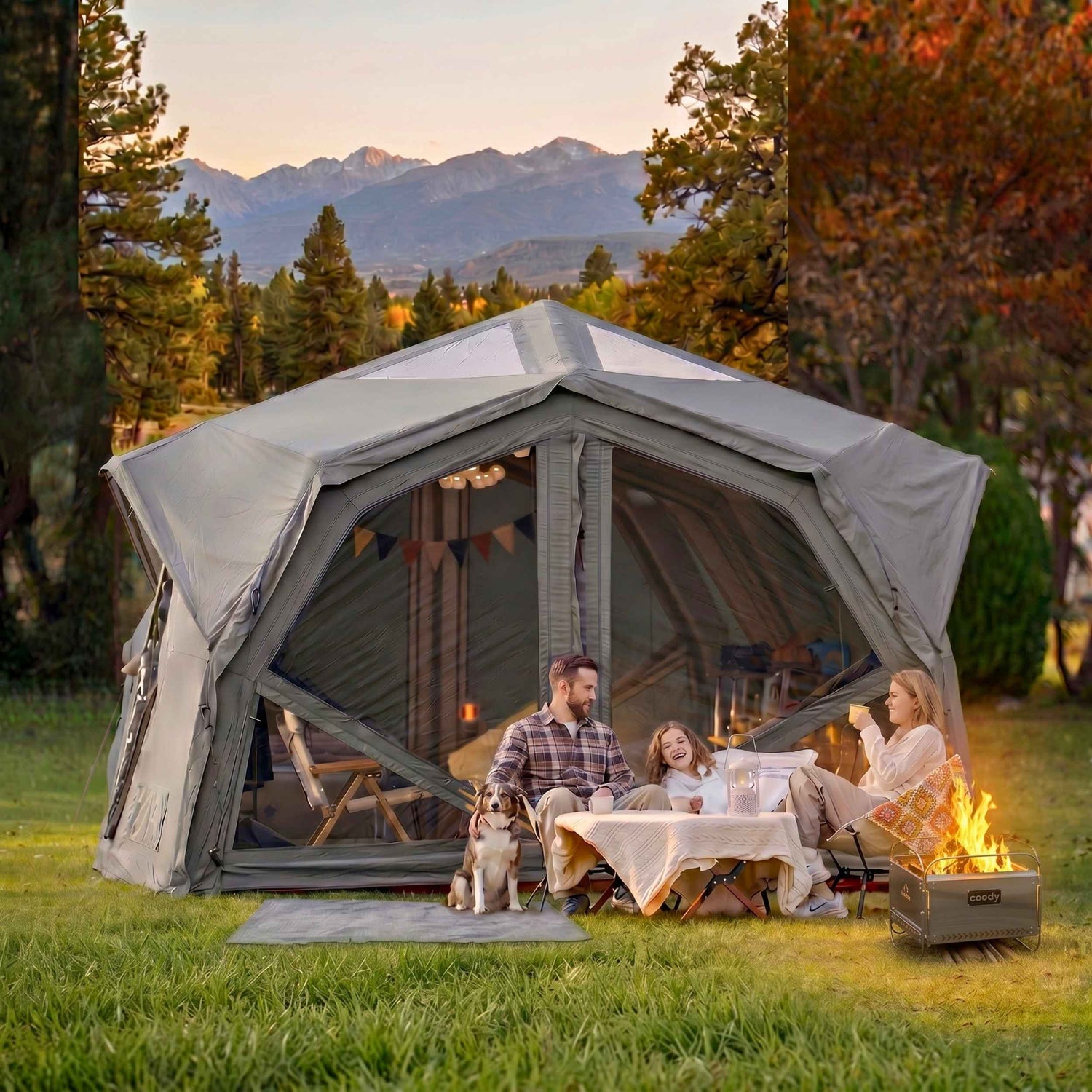 Coody Hub Pro Gray - Inflatable Tent for Camping (2-6 Person)