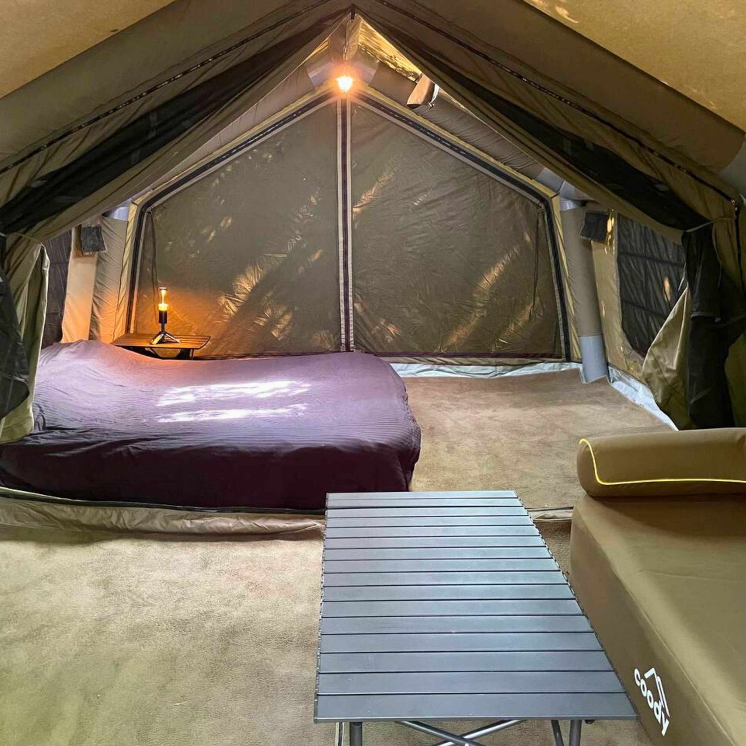 Coody 13.6 Forest Green (2-10 personas) + Estufa de leña RBM Caminus M