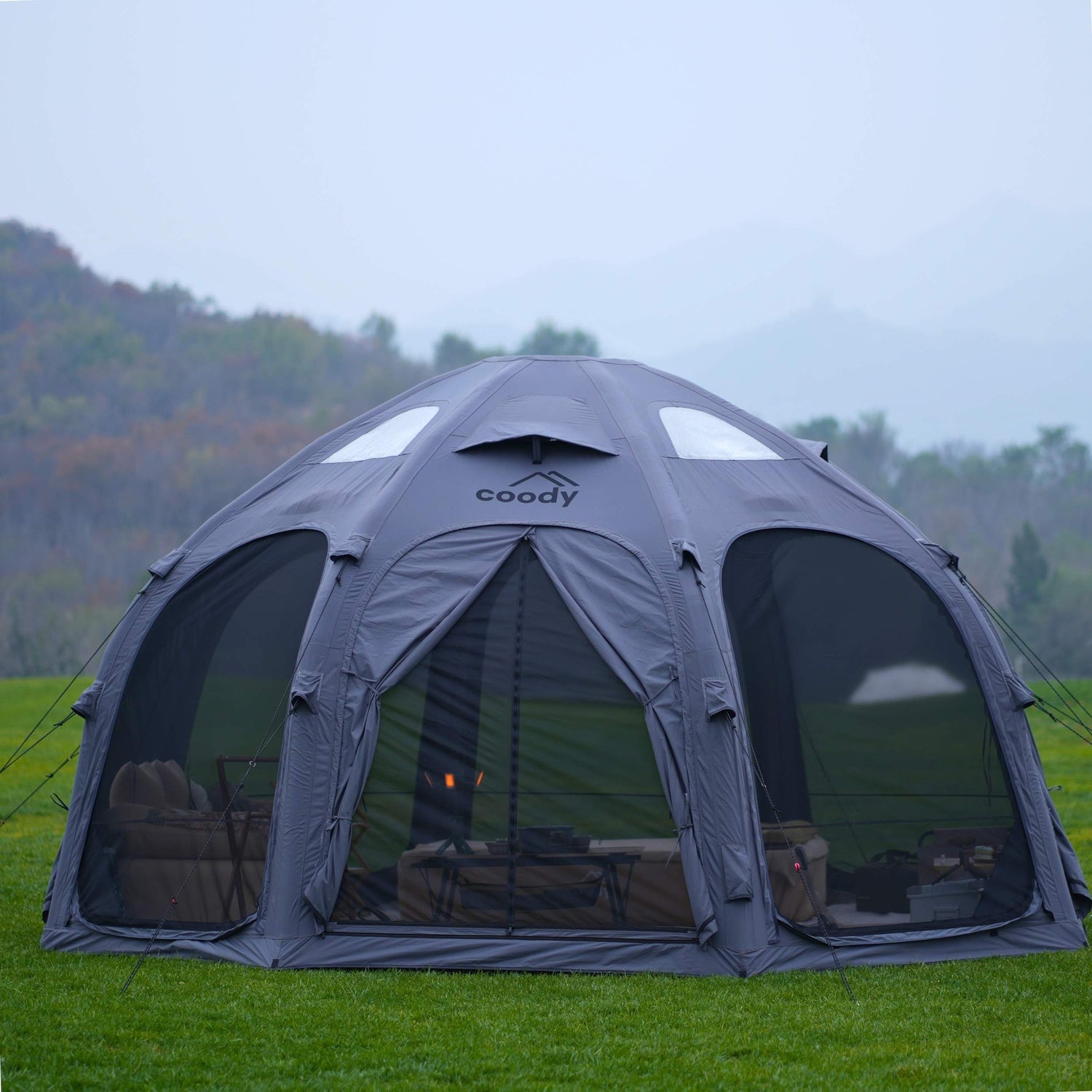 Tente gonflable de luxe Coody Aurora Dome Black (2-4 personnes)
